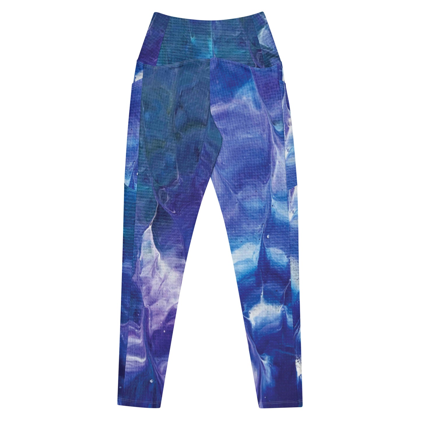 Oceanic Ripple Yoga Pants - High Rise Leggings (With Pockets)