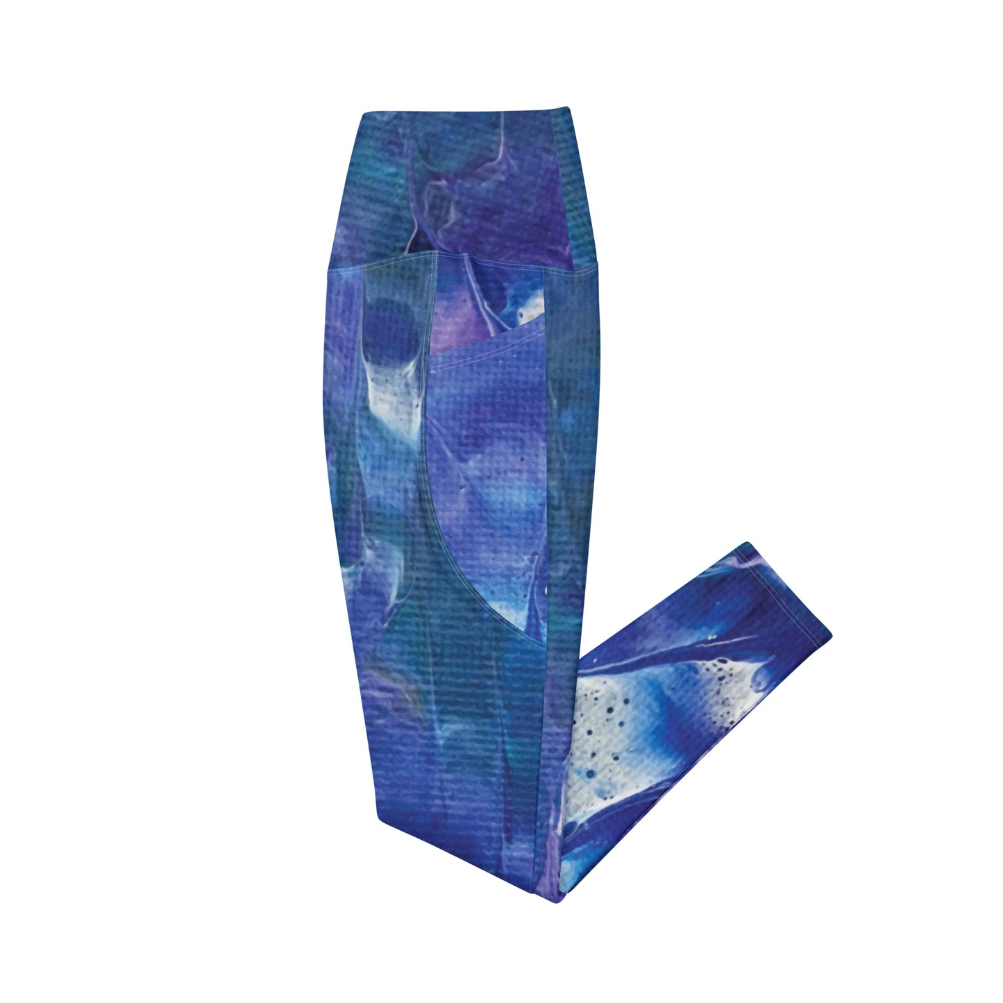 Oceanic Ripple Yoga Pants - High Rise Leggings (With Pockets)