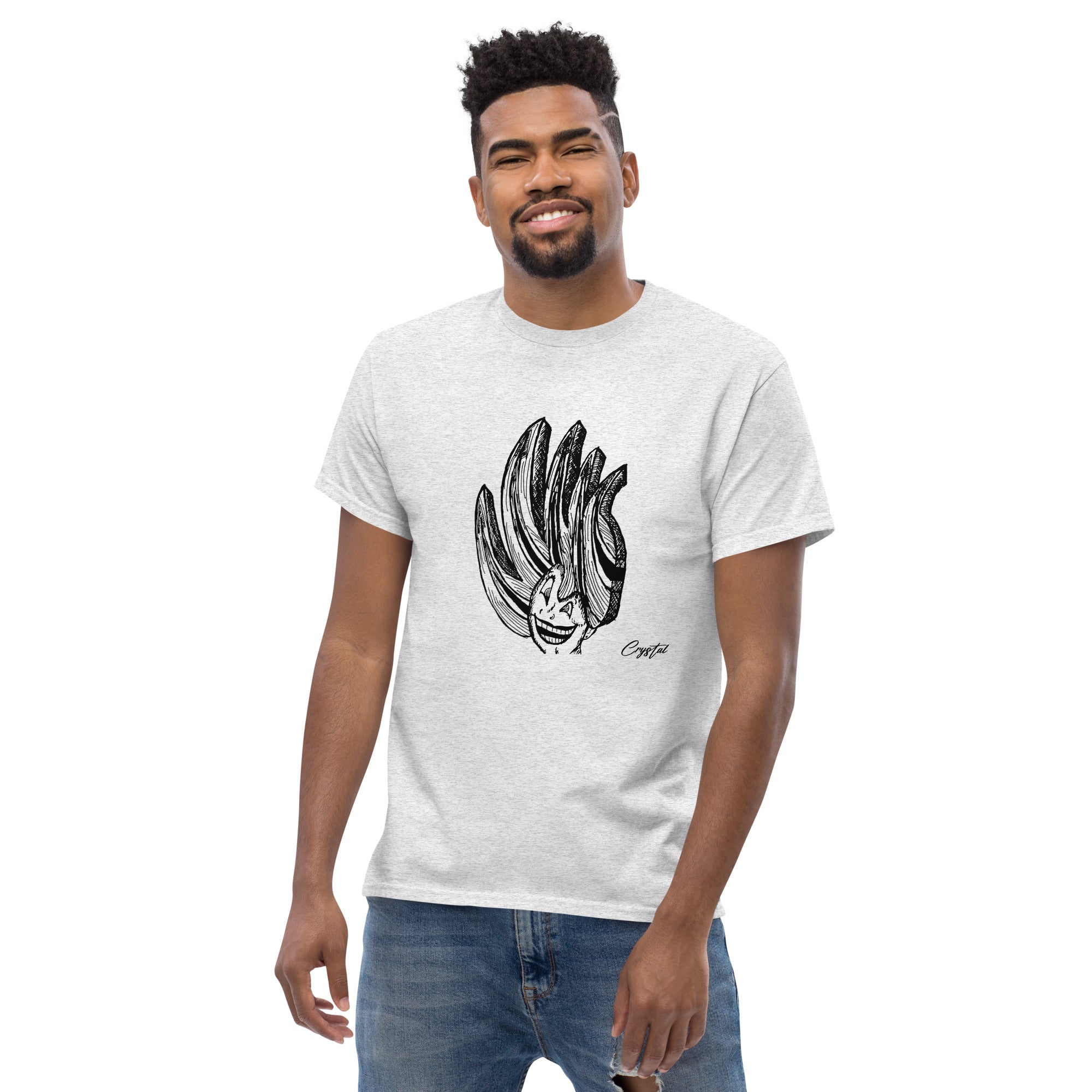 Happy Girl or Woman With Big Fun Spikey Hair - Cute & Creepy "Stay Weird" Cartoon Illustration Men's classic tee