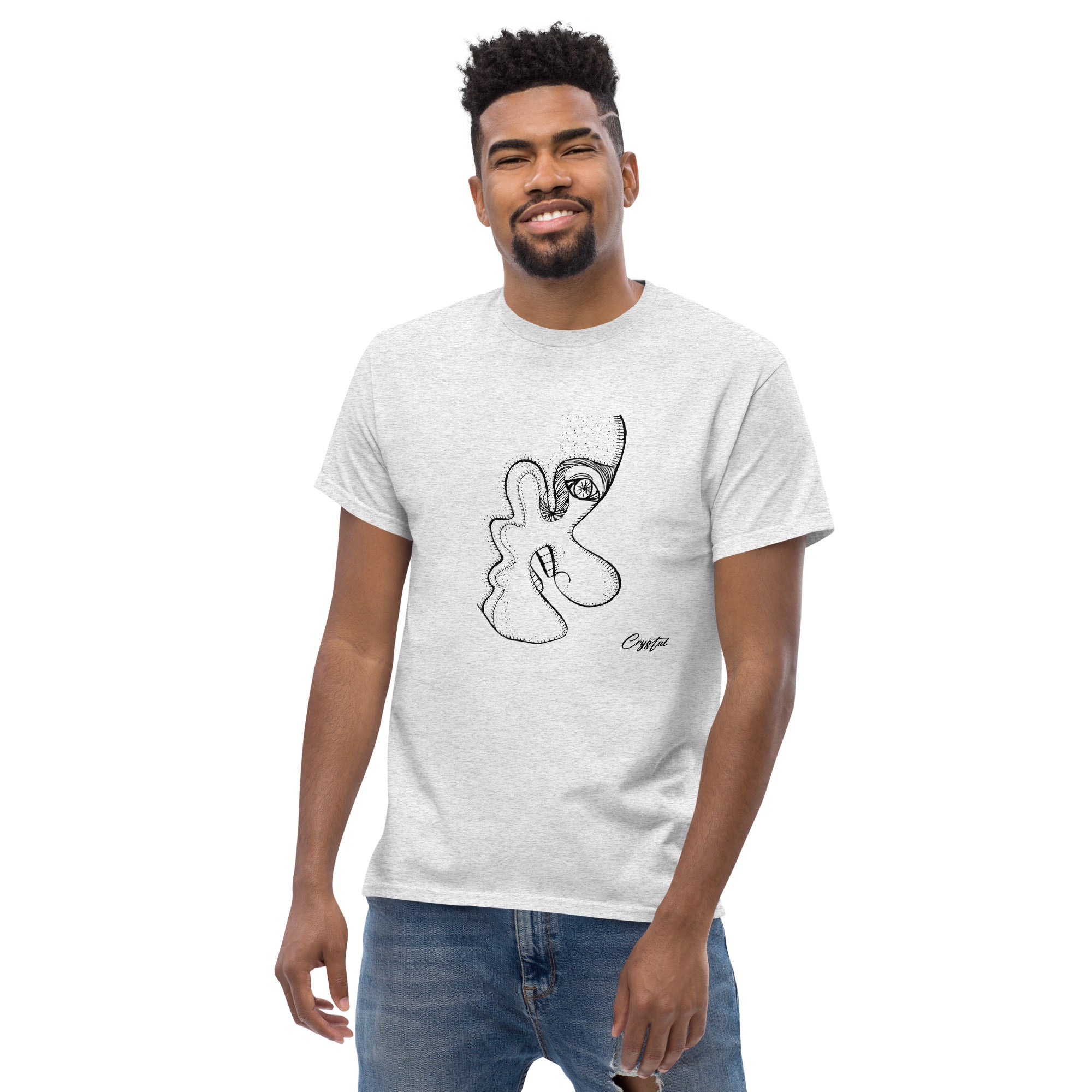 Older Man or Woman's Profile with Big Teeth and Big Nose - Cute & Creepy "Stay Weird" Cartoon Illustration Men's classic tee