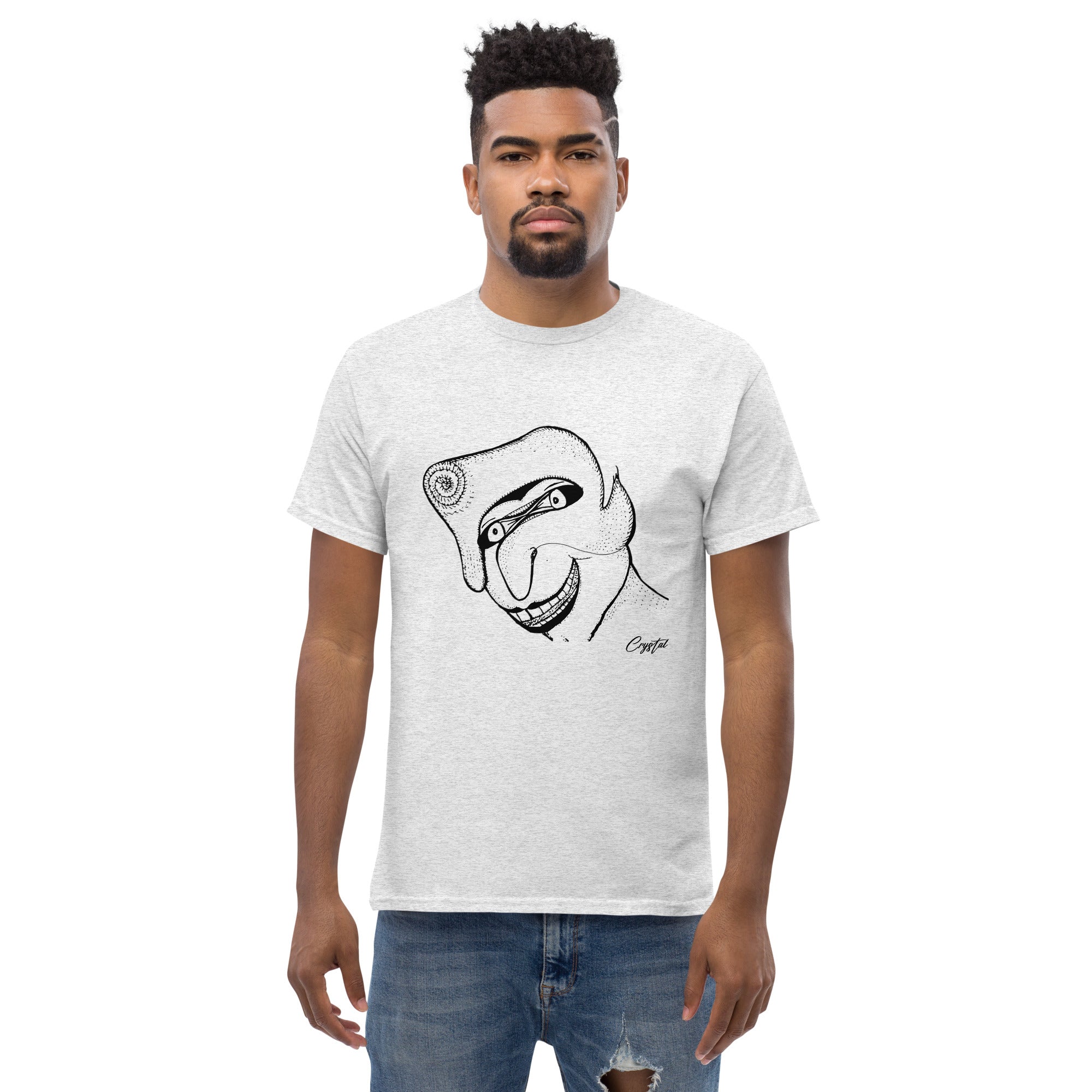 Genderless Face With Mask, Big Hair, Big Teeth & Cleft Chin - Cute & Creepy "Stay Weird" Cartoon Illustration Men's classic tee