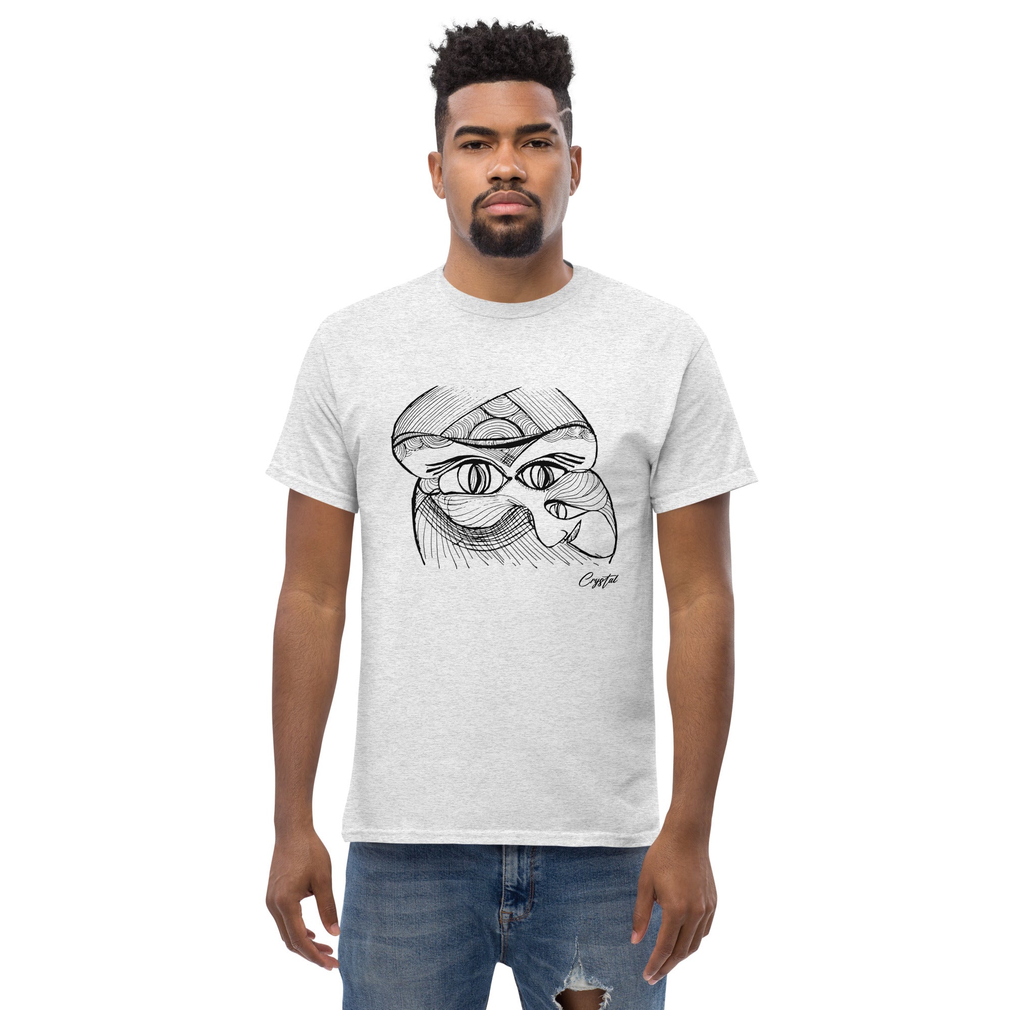 Genderless Face with Ornate Pattern and Four Eyes - Cute & Creepy "Stay Weird" Cartoon Illustration Men's classic tee