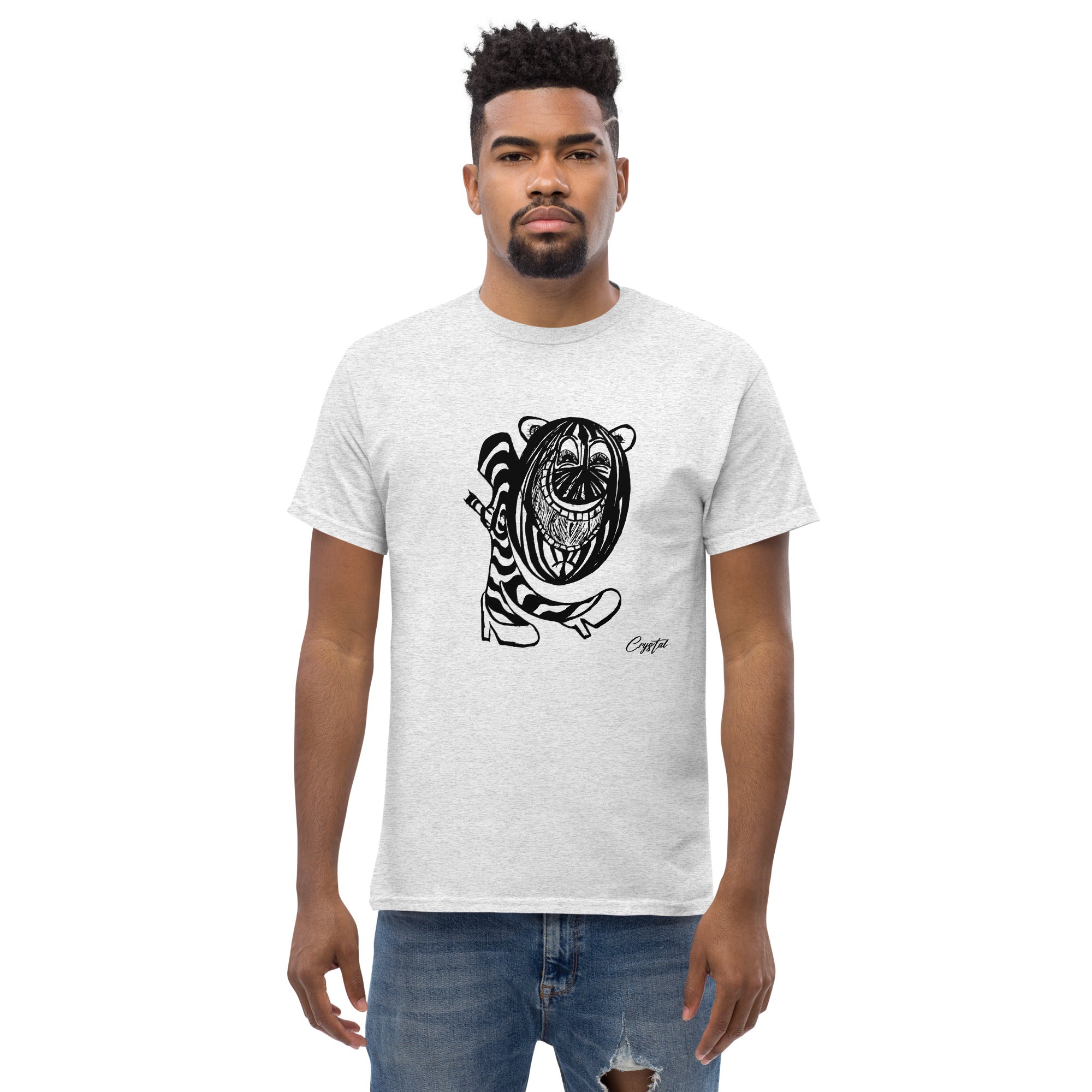 LGBTQ-Inspired Abstract Drawing of Genderless Watermellon Cat or BearInspired Character In High Heeled Shoes - Cute & Creepy "Stay Weird" Cartoon Illustration Men's classic tee