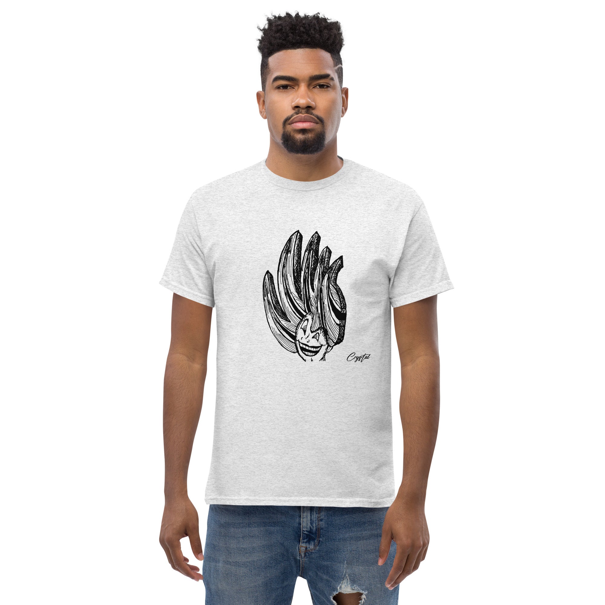 Happy Girl or Woman With Big Fun Spikey Hair - Cute & Creepy "Stay Weird" Cartoon Illustration Men's classic tee