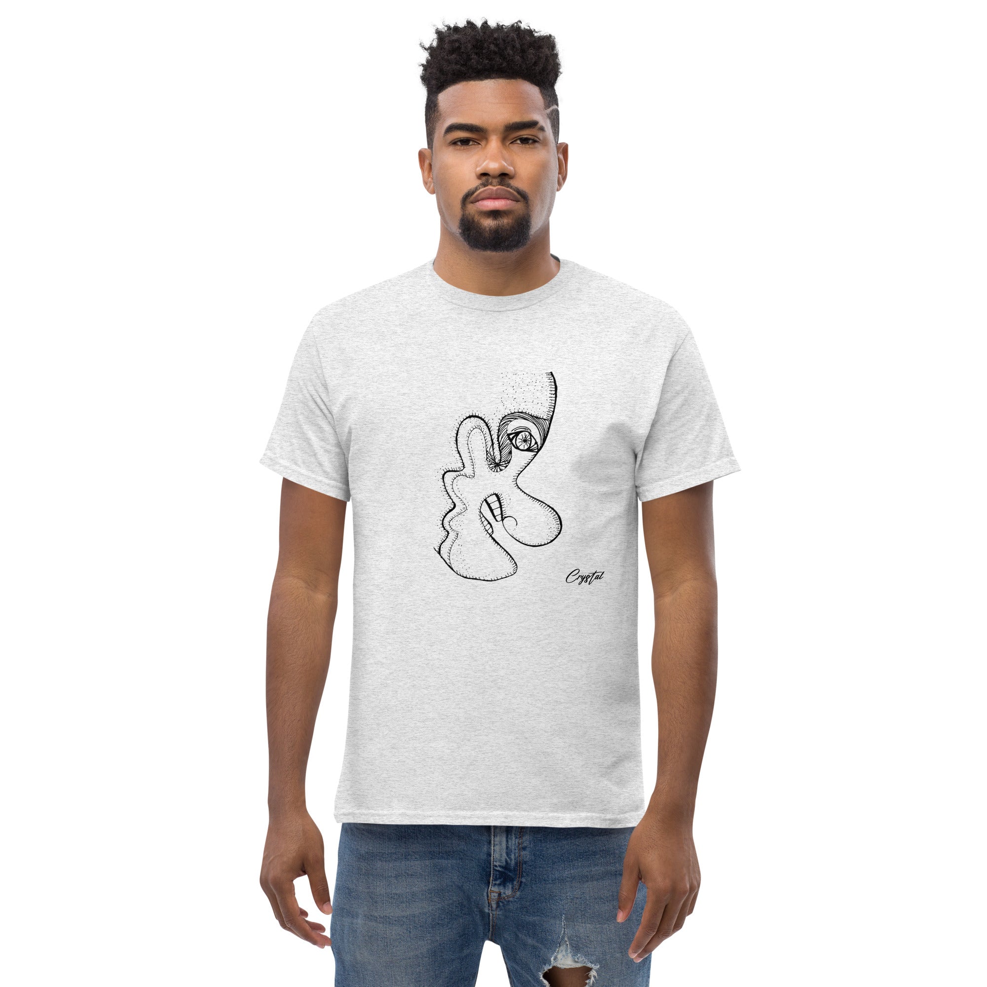 Older Man or Woman's Profile with Big Teeth and Big Nose - Cute & Creepy "Stay Weird" Cartoon Illustration Men's classic tee