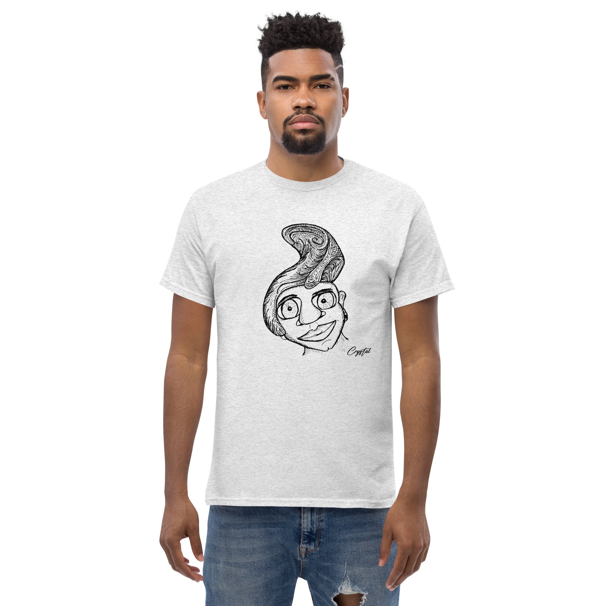 Genderless Person with Great Hair and Big Eyes - Cute & Creepy "Stay Weird" Cartoon Illustration Men's classic tee