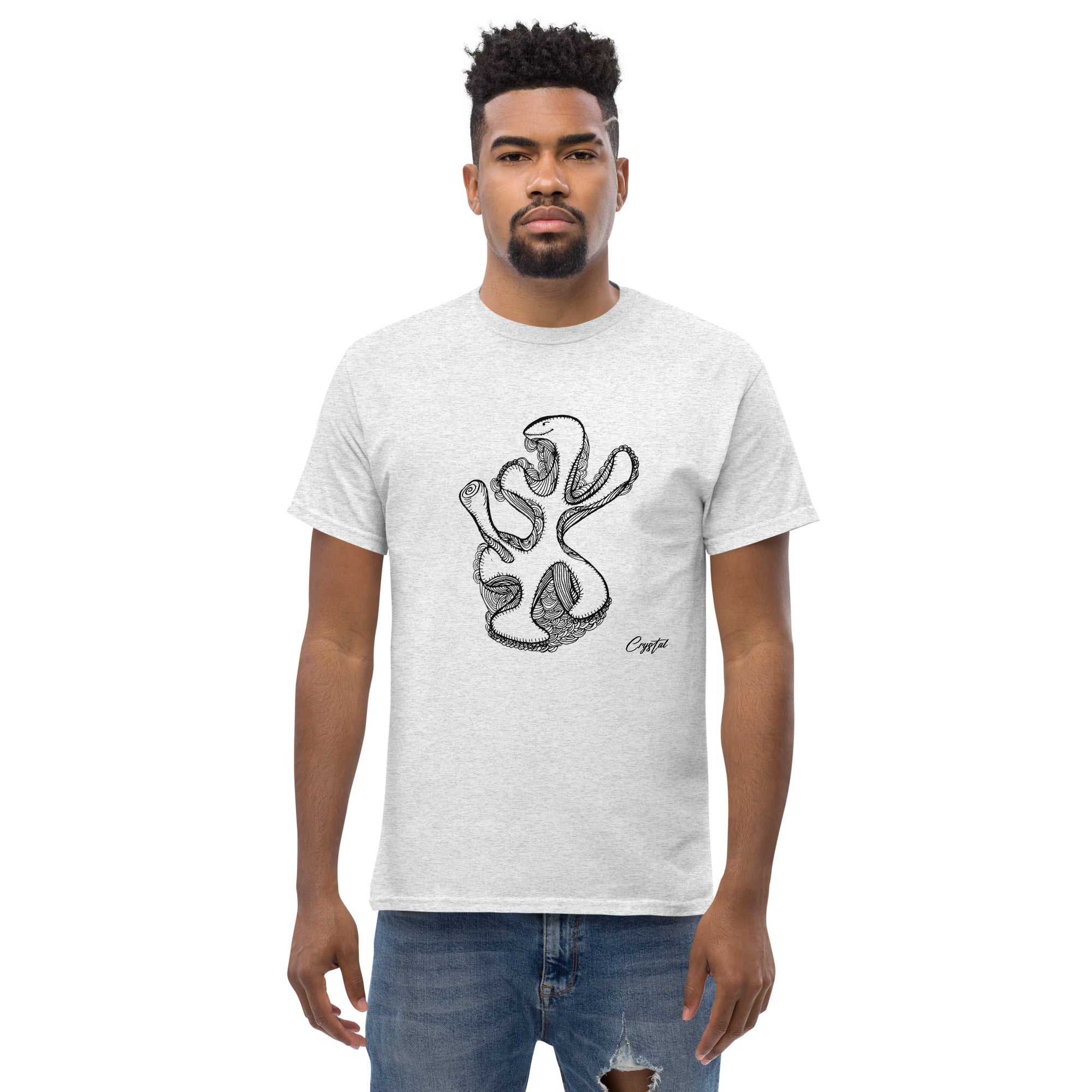 Abstract Drawing of Dinosaur Dancing - Cute & Creepy "Stay Weird" Cartoon Illustration Men's classic tee