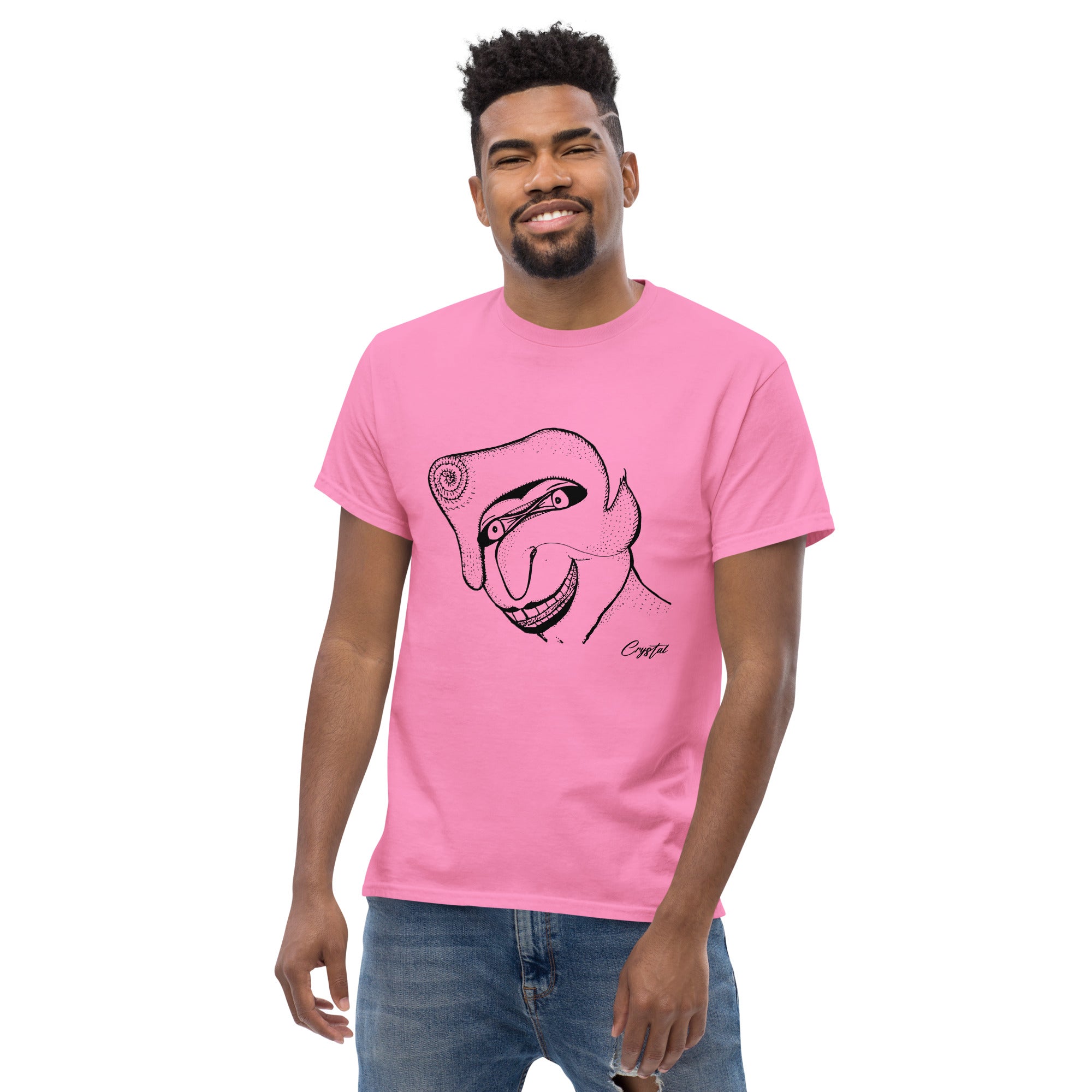 Genderless Face With Mask, Big Hair, Big Teeth & Cleft Chin - Cute & Creepy "Stay Weird" Cartoon Illustration Men's classic tee