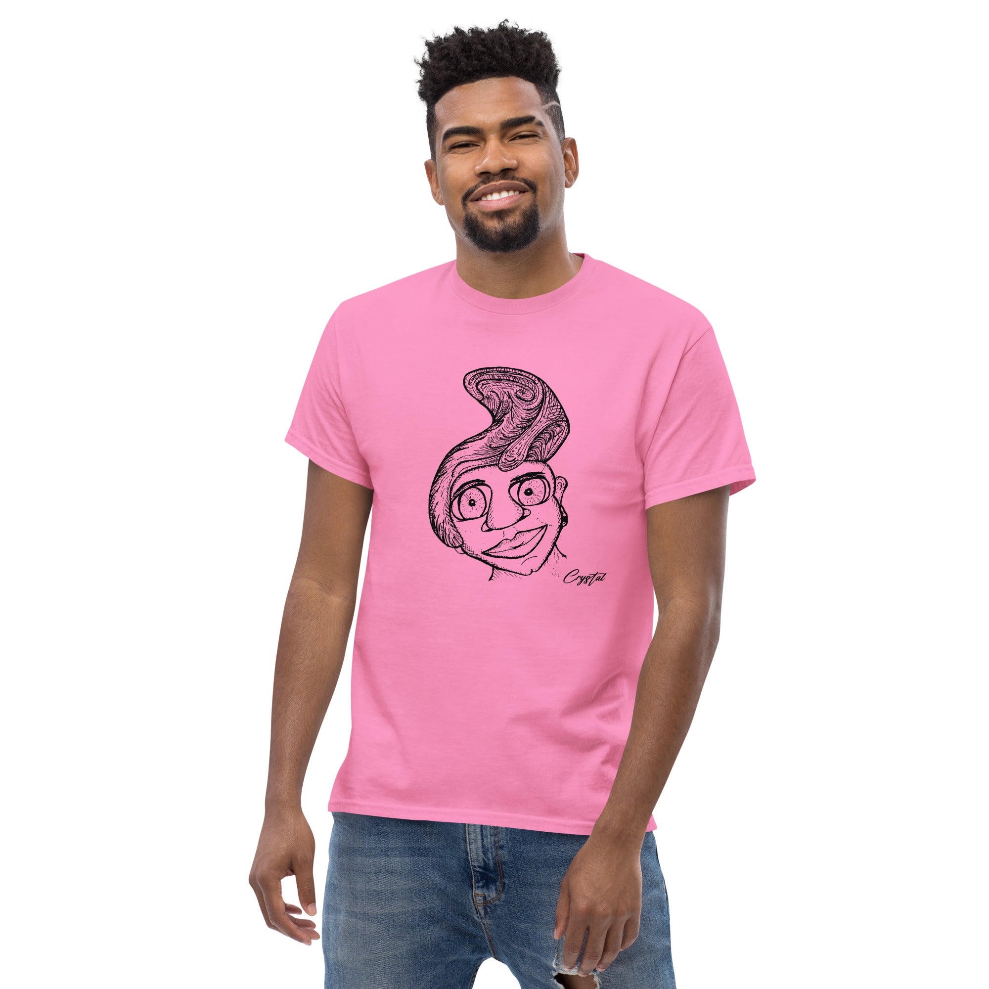Genderless Person with Great Hair and Big Eyes - Cute & Creepy "Stay Weird" Cartoon Illustration Men's classic tee
