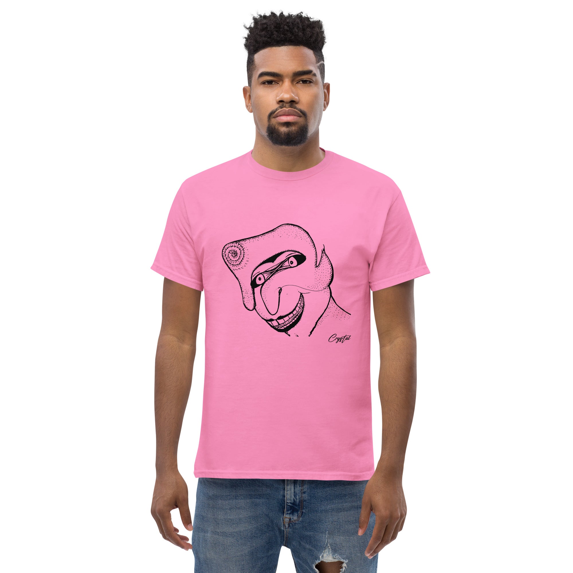 Genderless Face With Mask, Big Hair, Big Teeth & Cleft Chin - Cute & Creepy "Stay Weird" Cartoon Illustration Men's classic tee