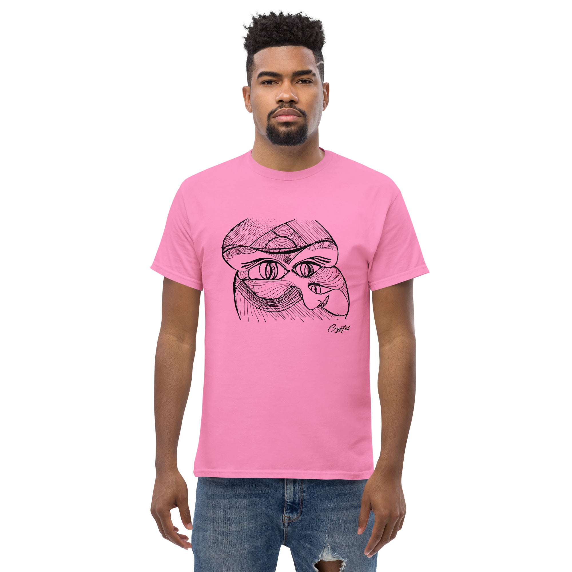 Genderless Face with Ornate Pattern and Four Eyes - Cute & Creepy "Stay Weird" Cartoon Illustration Men's classic tee