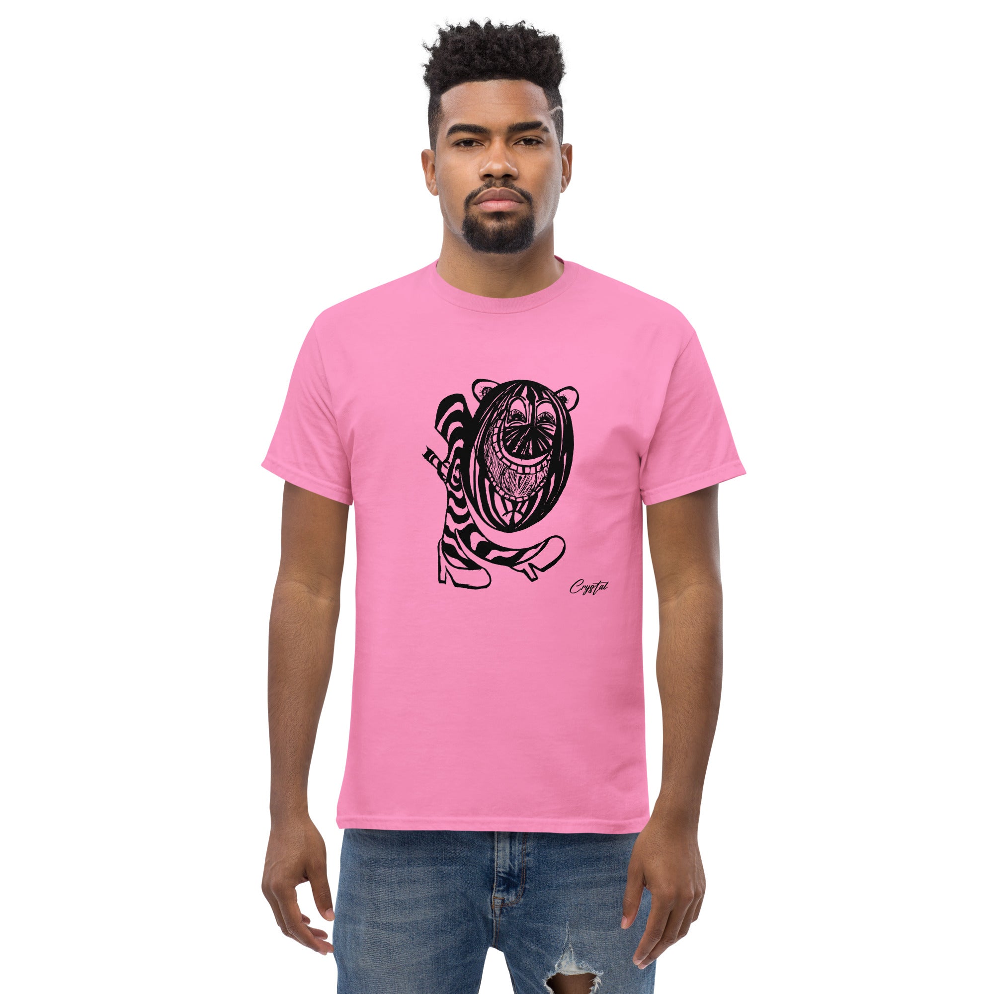 LGBTQ-Inspired Abstract Drawing of Genderless Watermellon Cat or BearInspired Character In High Heeled Shoes - Cute & Creepy "Stay Weird" Cartoon Illustration Men's classic tee