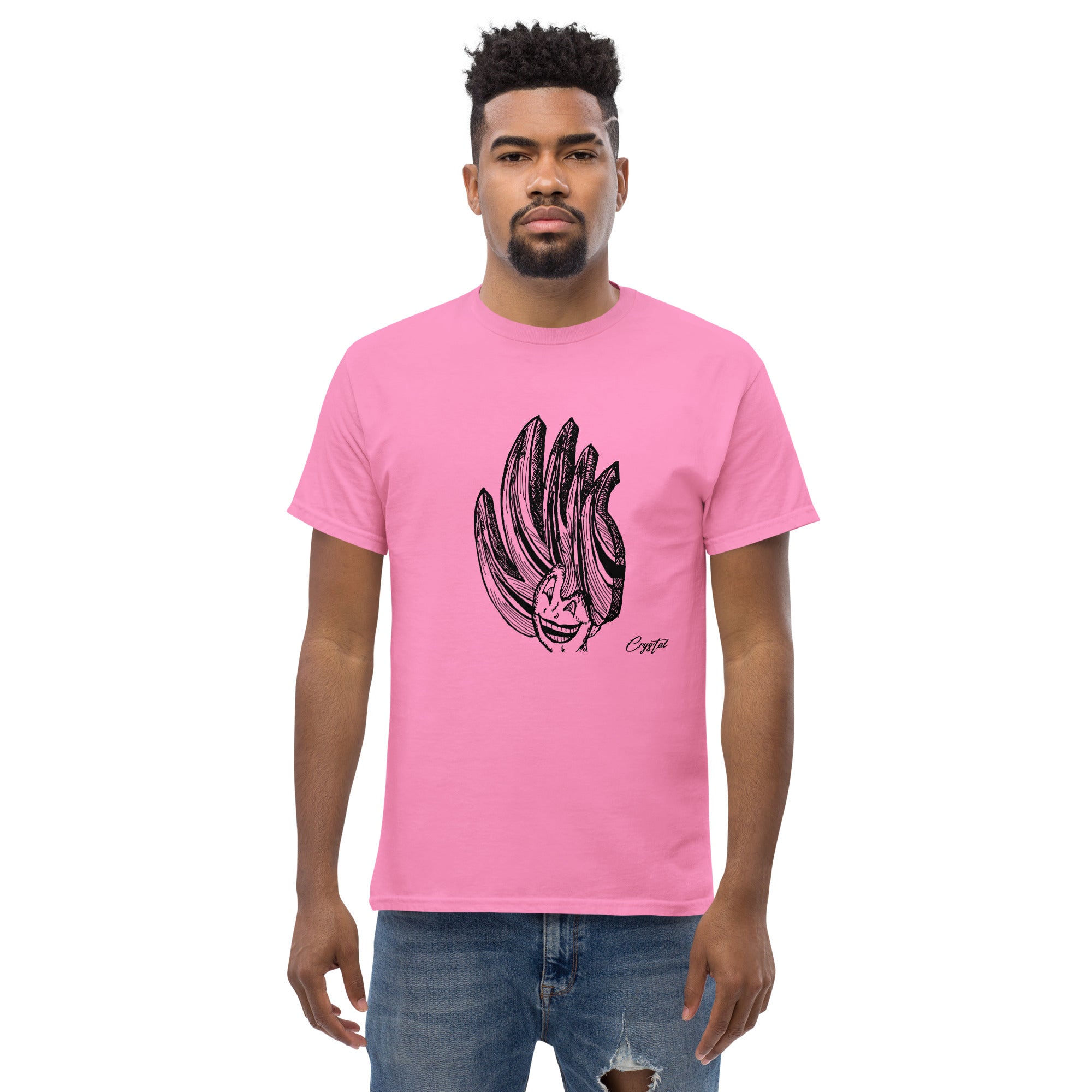 Happy Girl or Woman With Big Fun Spikey Hair - Cute & Creepy "Stay Weird" Cartoon Illustration Men's classic tee