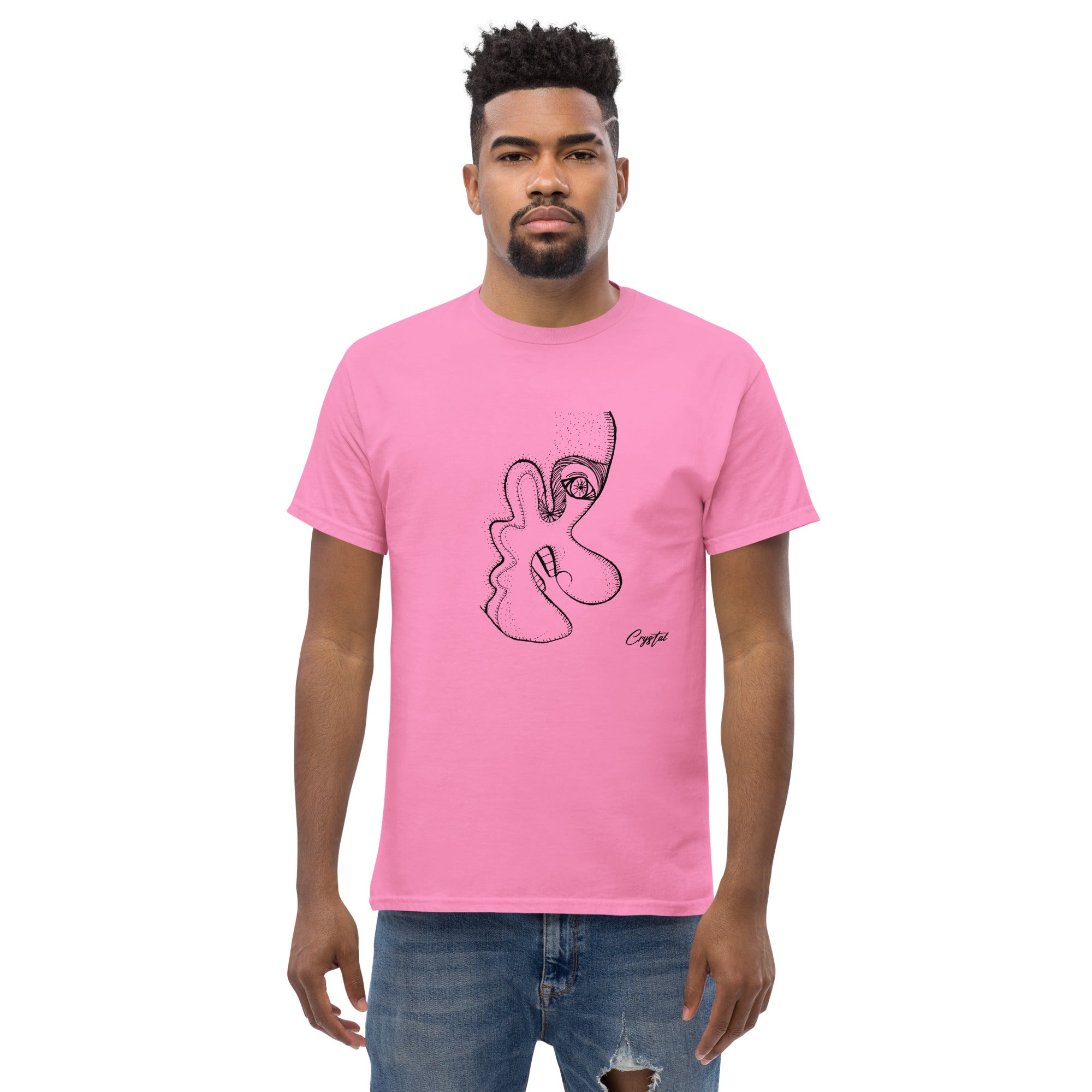 Older Man or Woman's Profile with Big Teeth and Big Nose - Cute & Creepy "Stay Weird" Cartoon Illustration Men's classic tee