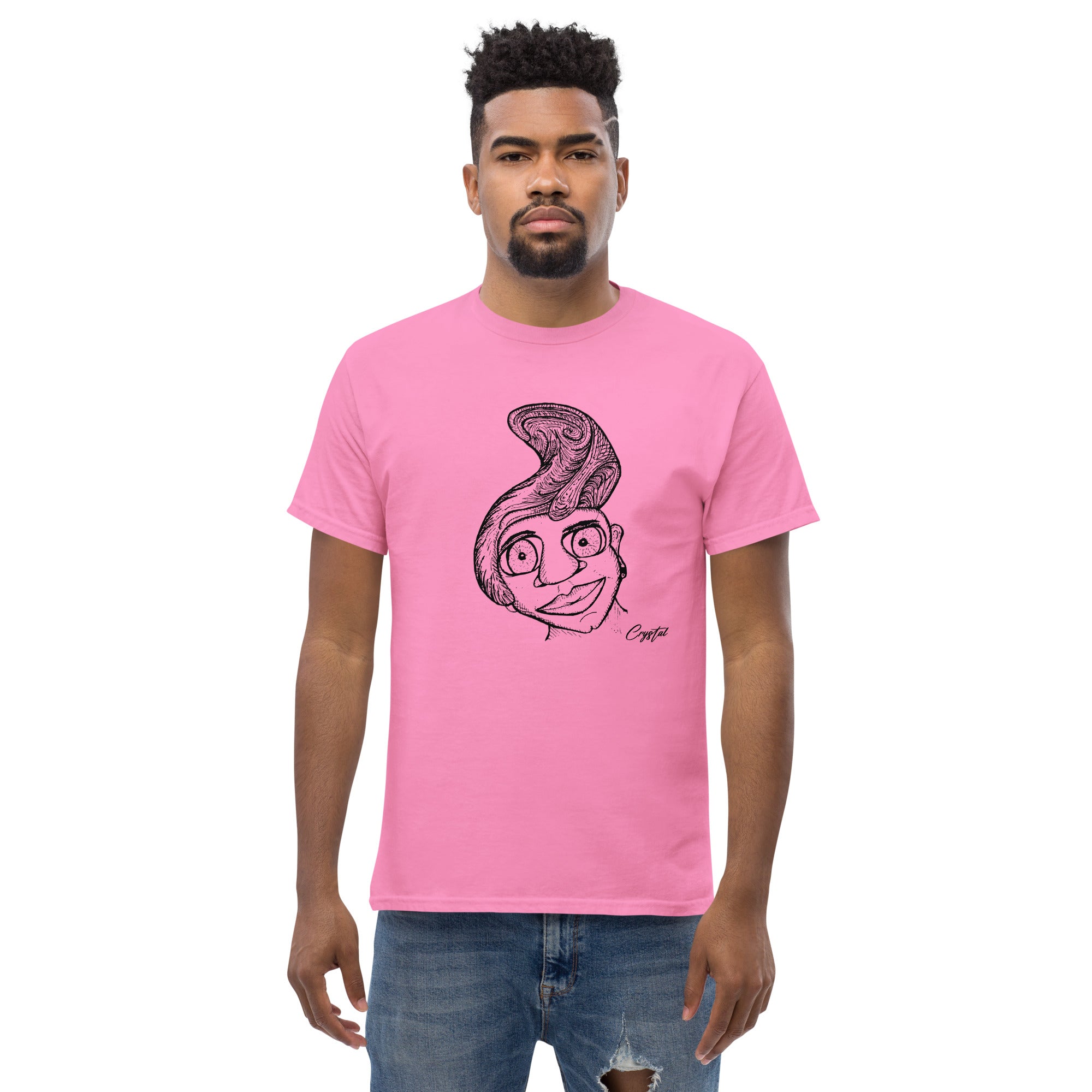 Genderless Person with Great Hair and Big Eyes - Cute & Creepy "Stay Weird" Cartoon Illustration Men's classic tee
