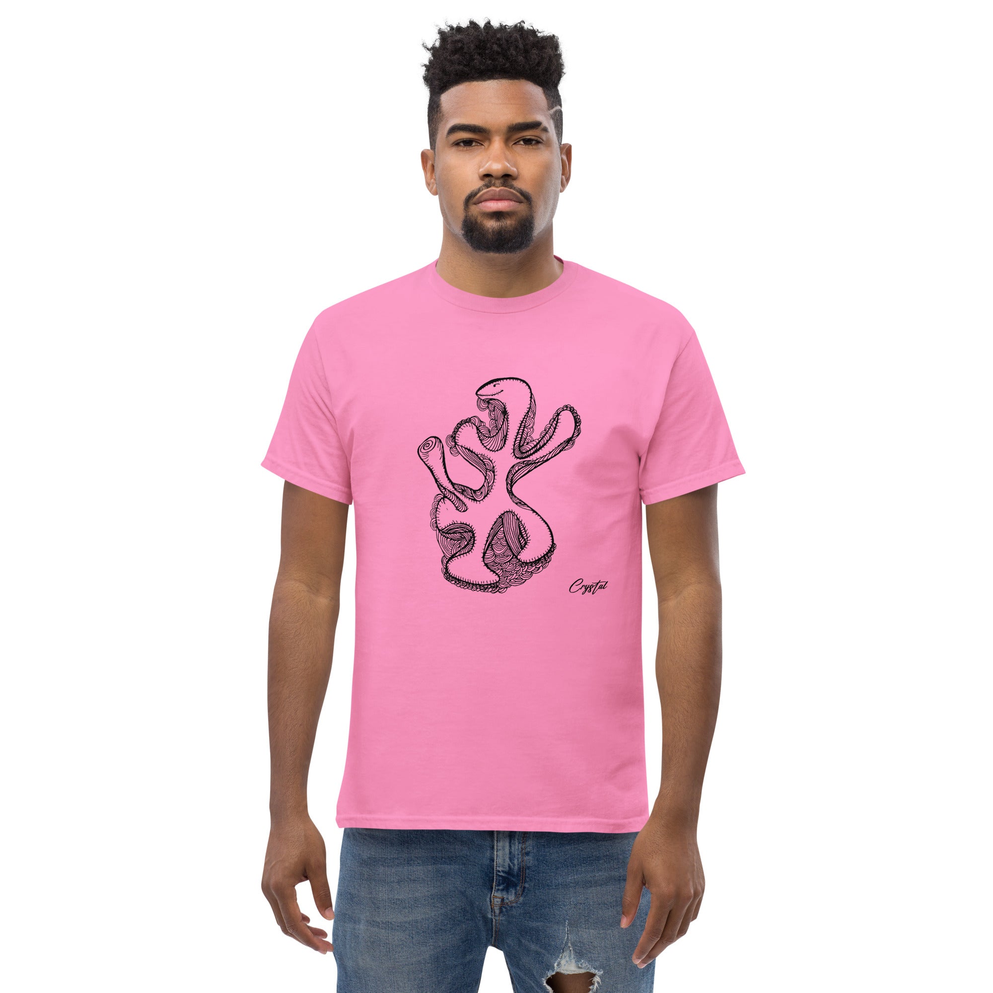Abstract Drawing of Dinosaur Dancing - Cute & Creepy "Stay Weird" Cartoon Illustration Men's classic tee