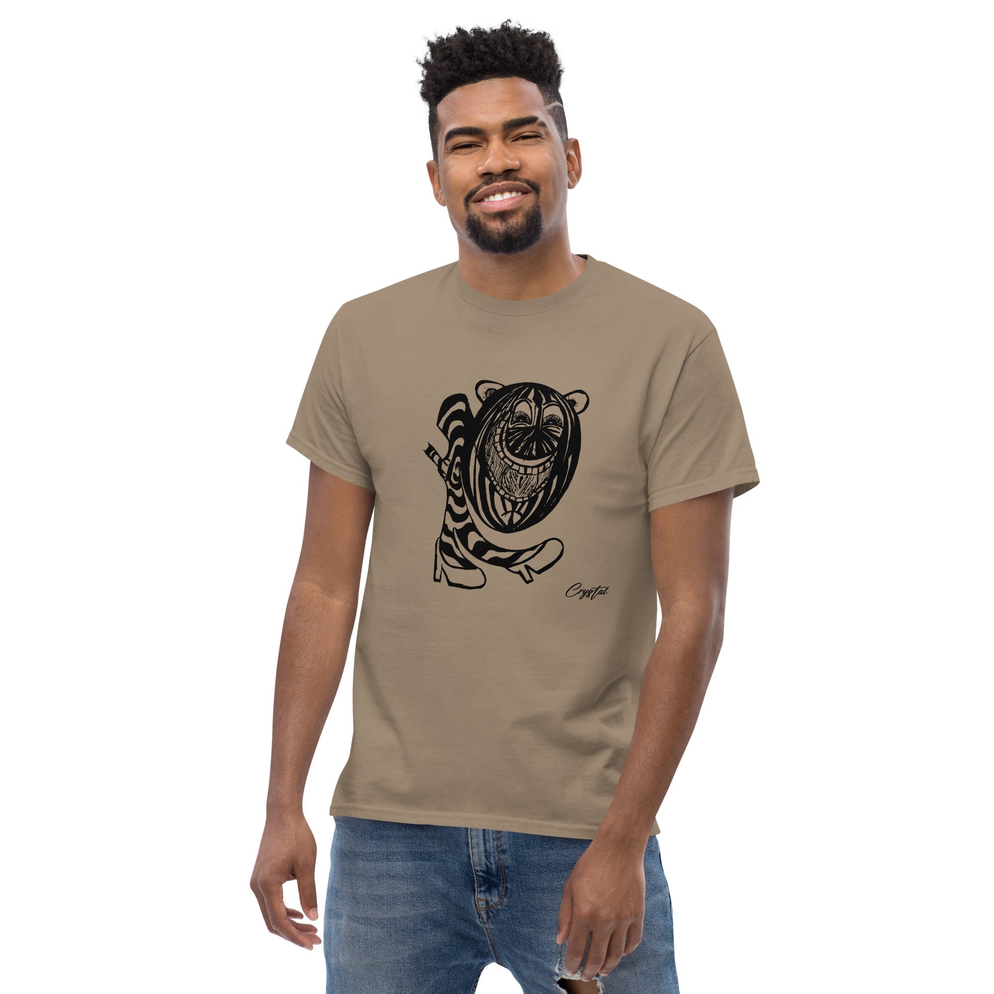 LGBTQ-Inspired Abstract Drawing of Genderless Watermellon Cat or BearInspired Character In High Heeled Shoes - Cute & Creepy "Stay Weird" Cartoon Illustration Men's classic tee