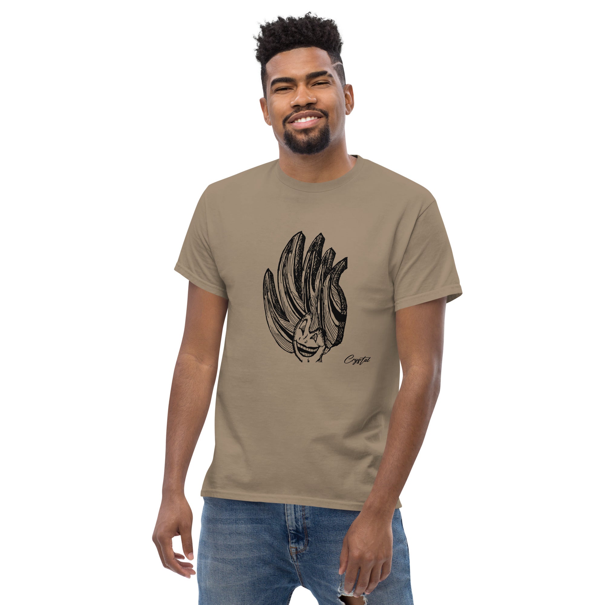 Happy Girl or Woman With Big Fun Spikey Hair - Cute & Creepy "Stay Weird" Cartoon Illustration Men's classic tee