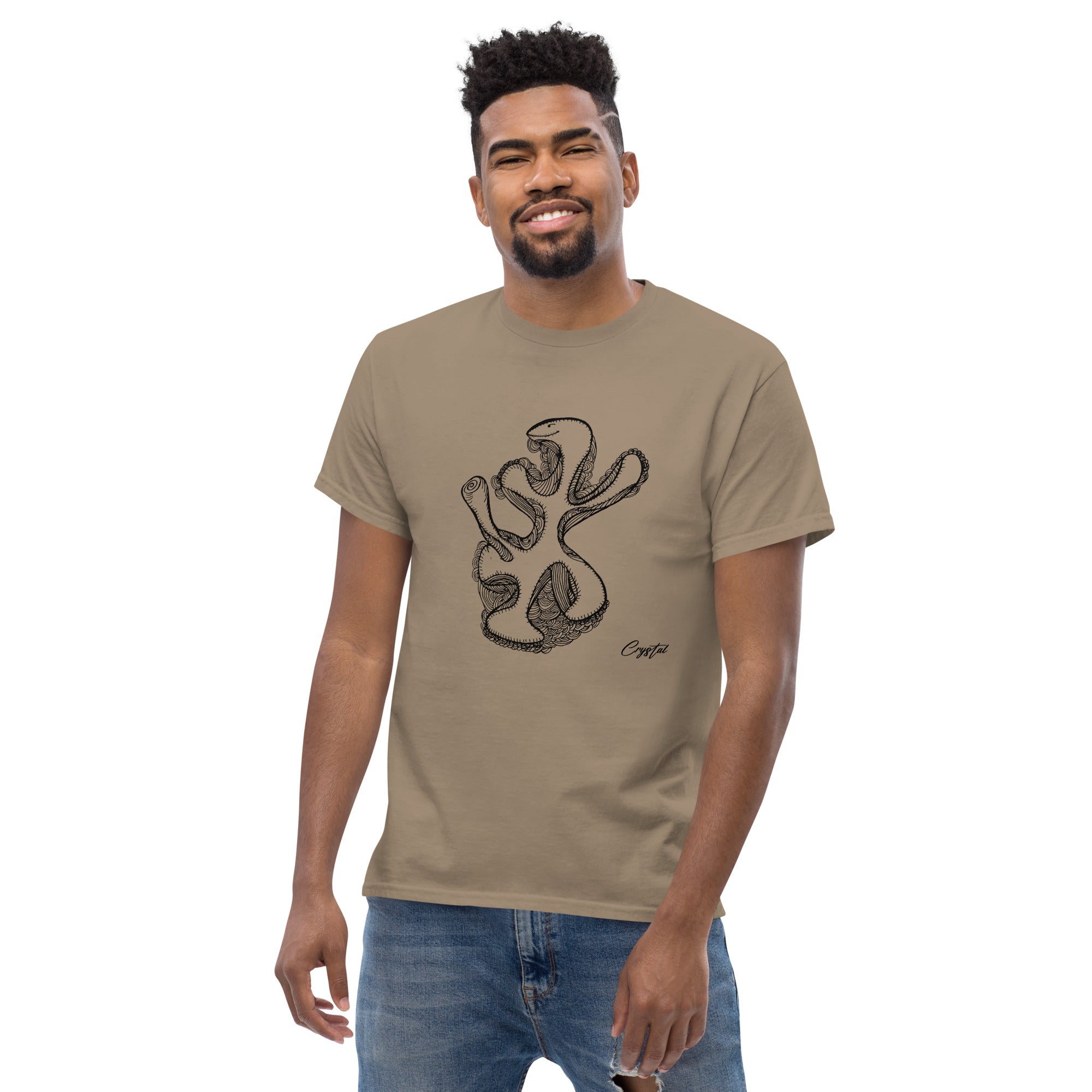 Abstract Drawing of Dinosaur Dancing - Cute & Creepy "Stay Weird" Cartoon Illustration Men's classic tee