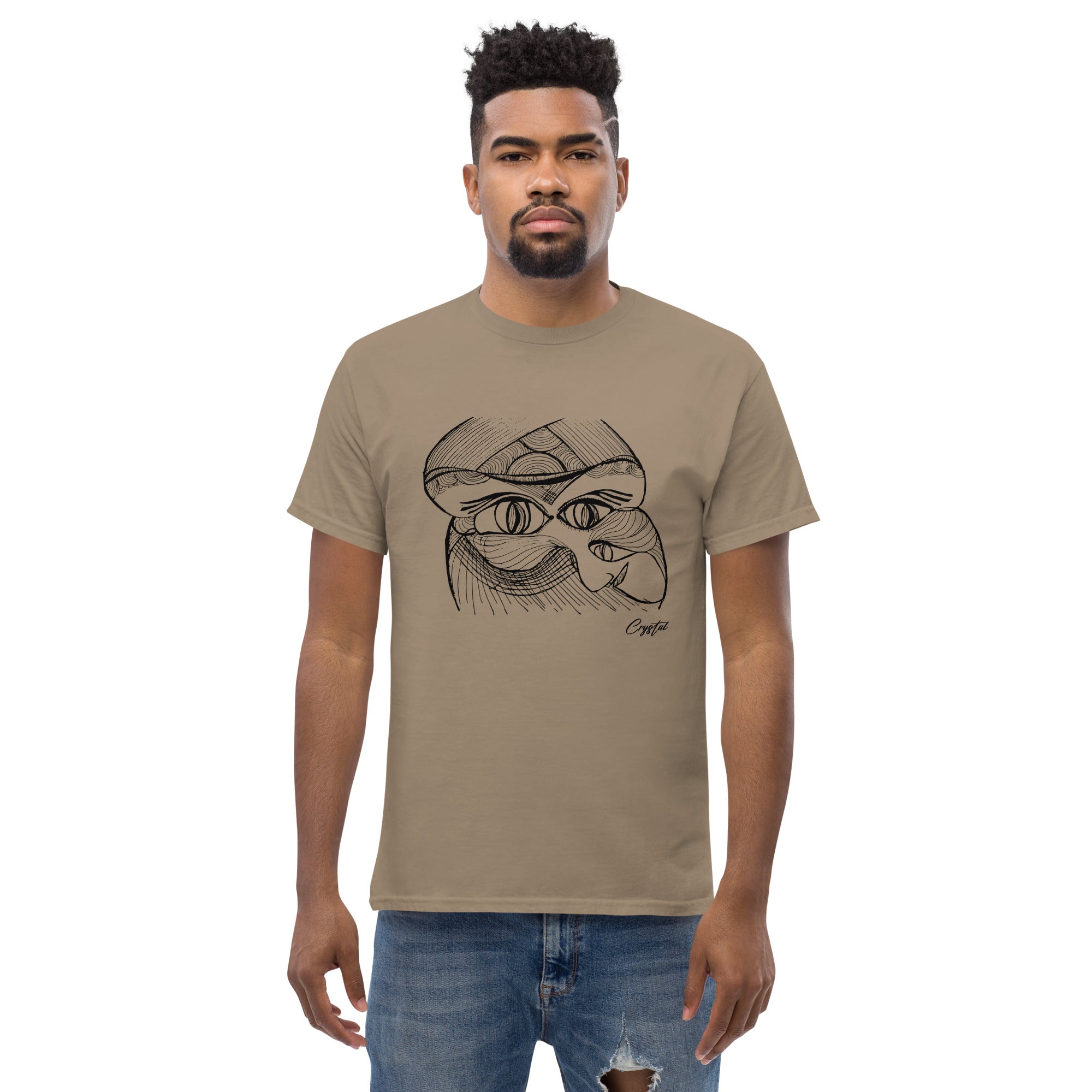 Genderless Face with Ornate Pattern and Four Eyes - Cute & Creepy "Stay Weird" Cartoon Illustration Men's classic tee