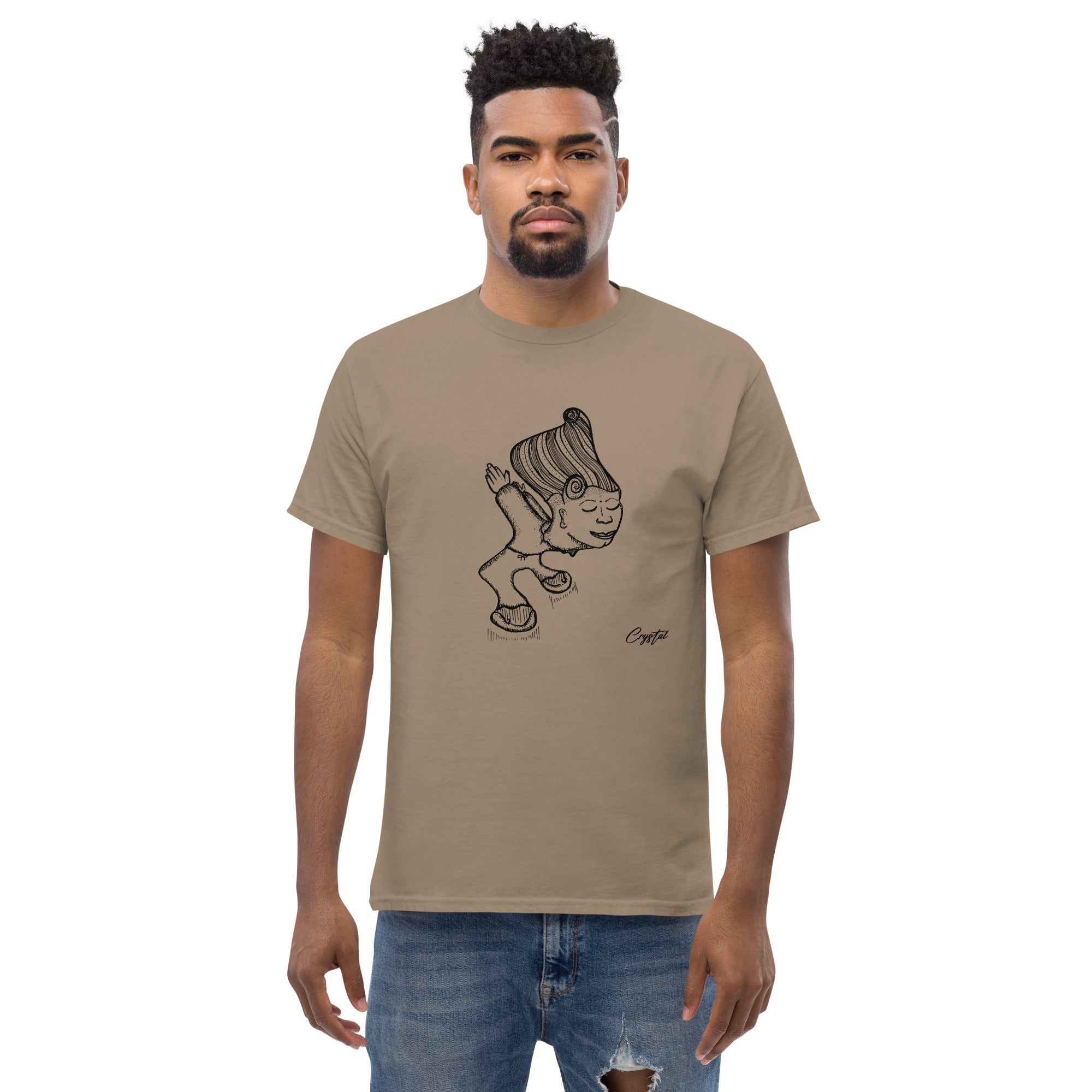 Genderless Person with Great Hair Bowing in Reverence or Gratitude - Cute & Creepy "Stay Weird" Cartoon Illustration Men's classic tee