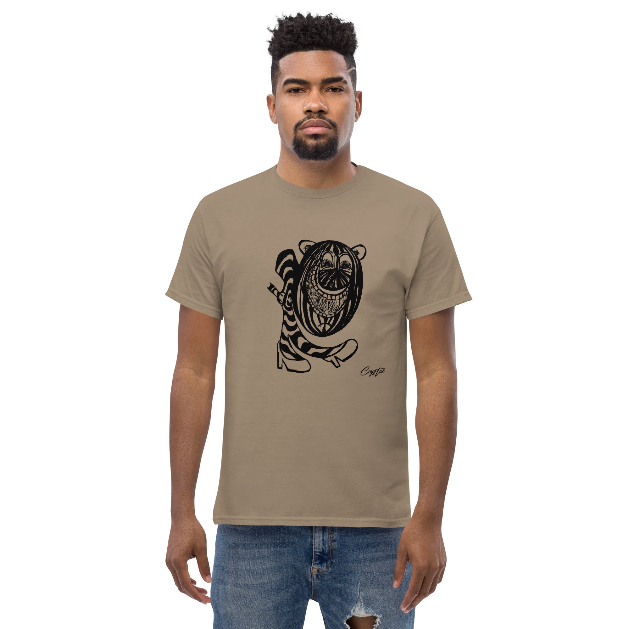 LGBTQ-Inspired Abstract Drawing of Genderless Watermellon Cat or BearInspired Character In High Heeled Shoes - Cute & Creepy "Stay Weird" Cartoon Illustration Men's classic tee