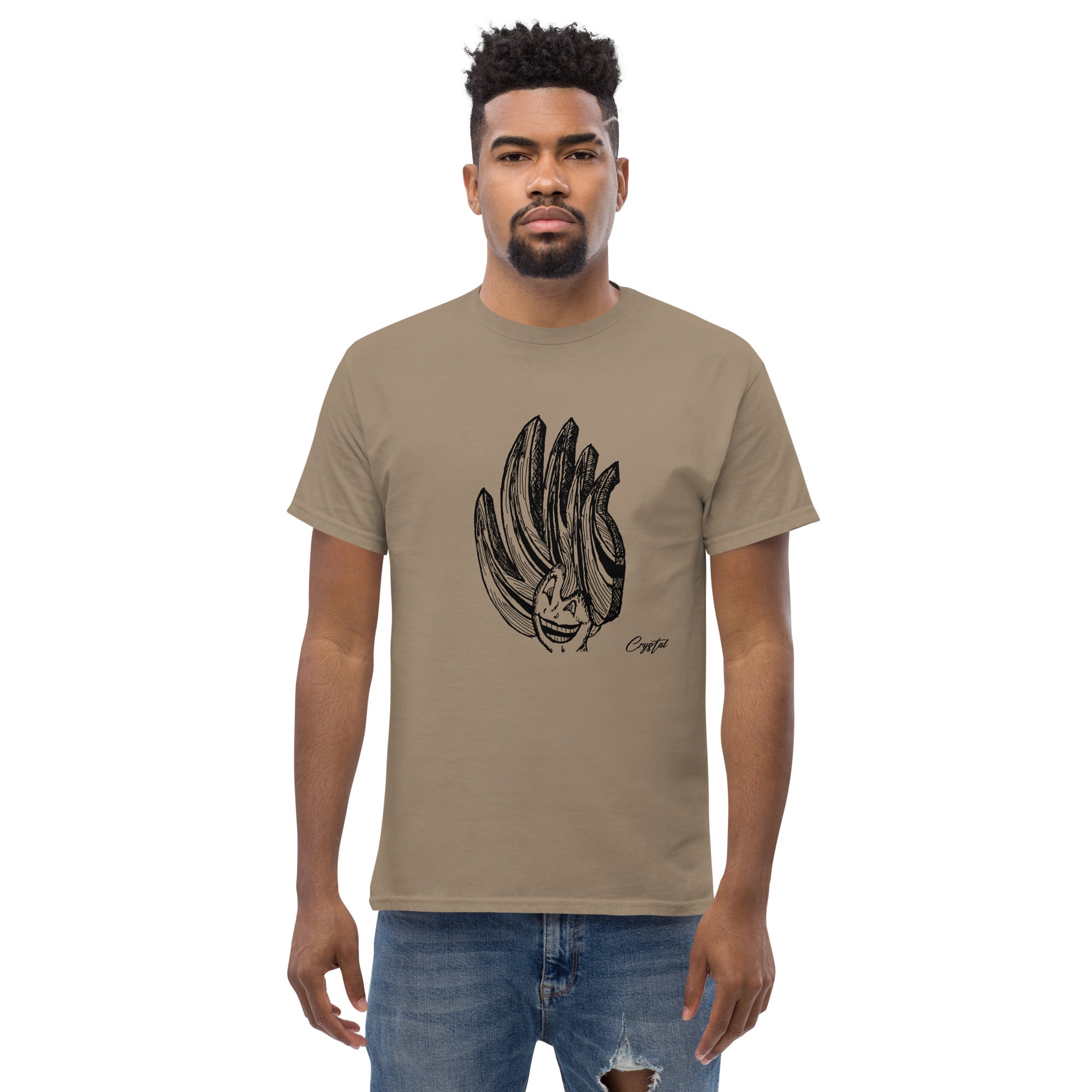 Happy Girl or Woman With Big Fun Spikey Hair - Cute & Creepy "Stay Weird" Cartoon Illustration Men's classic tee