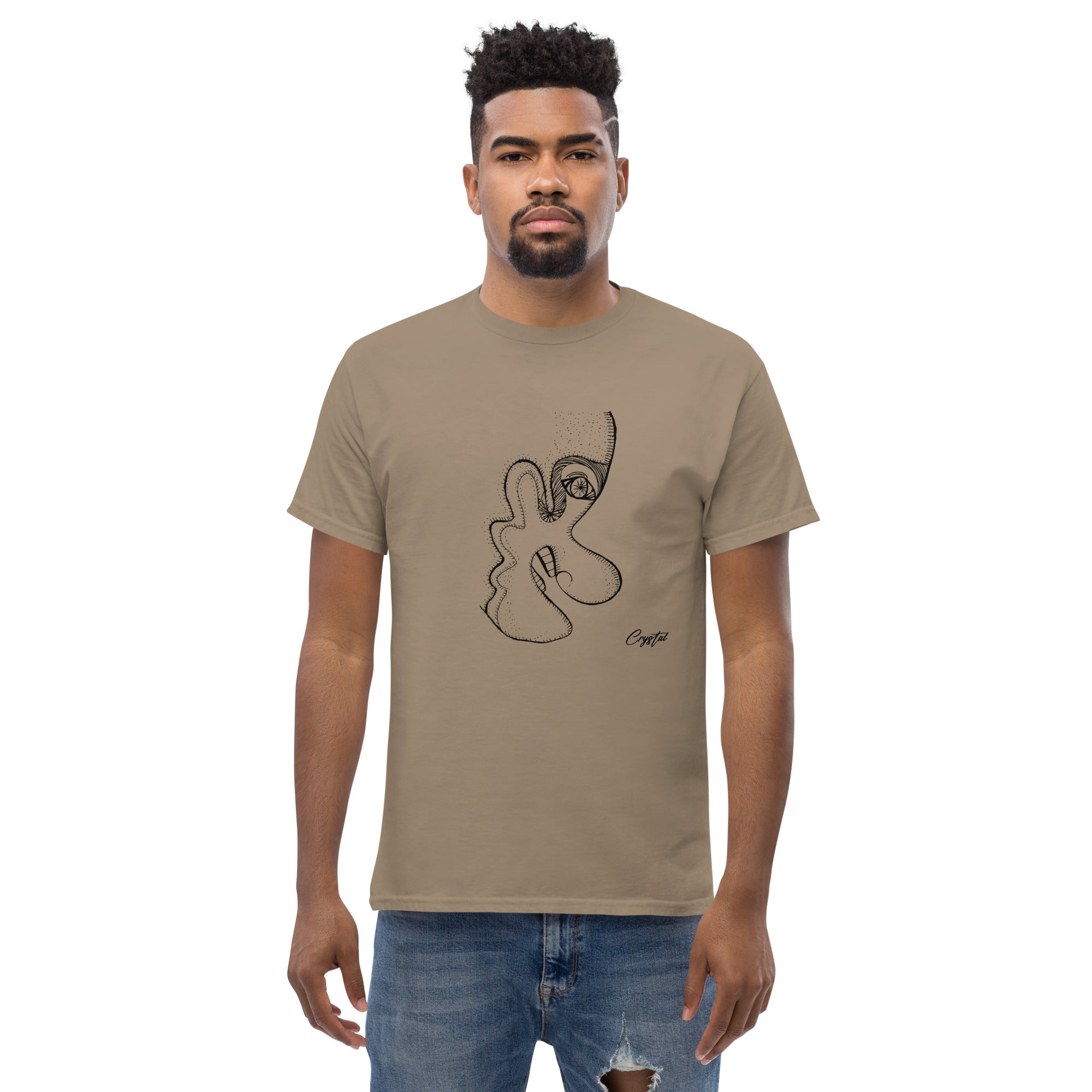 Older Man or Woman's Profile with Big Teeth and Big Nose - Cute & Creepy "Stay Weird" Cartoon Illustration Men's classic tee