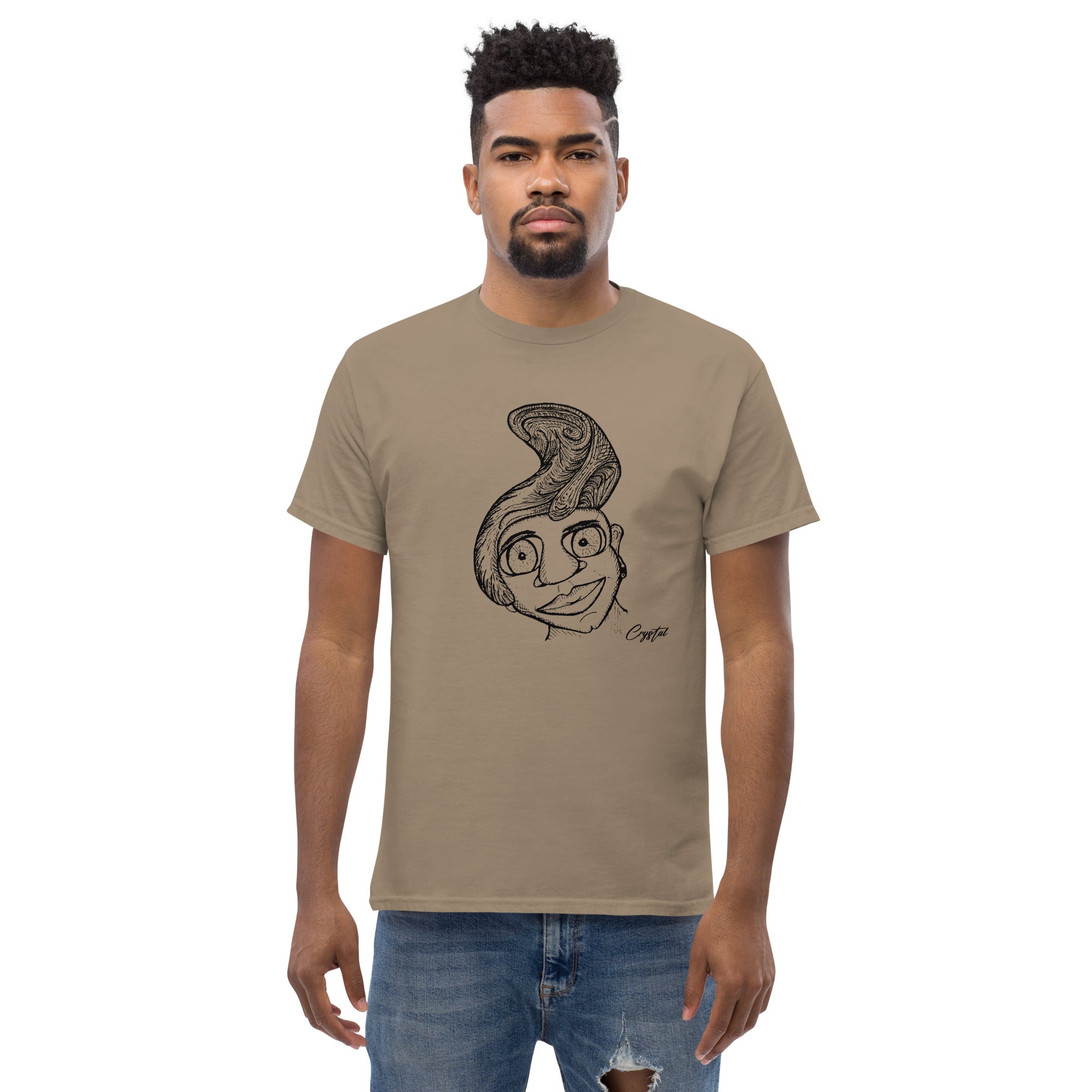 Genderless Person with Great Hair and Big Eyes - Cute & Creepy "Stay Weird" Cartoon Illustration Men's classic tee