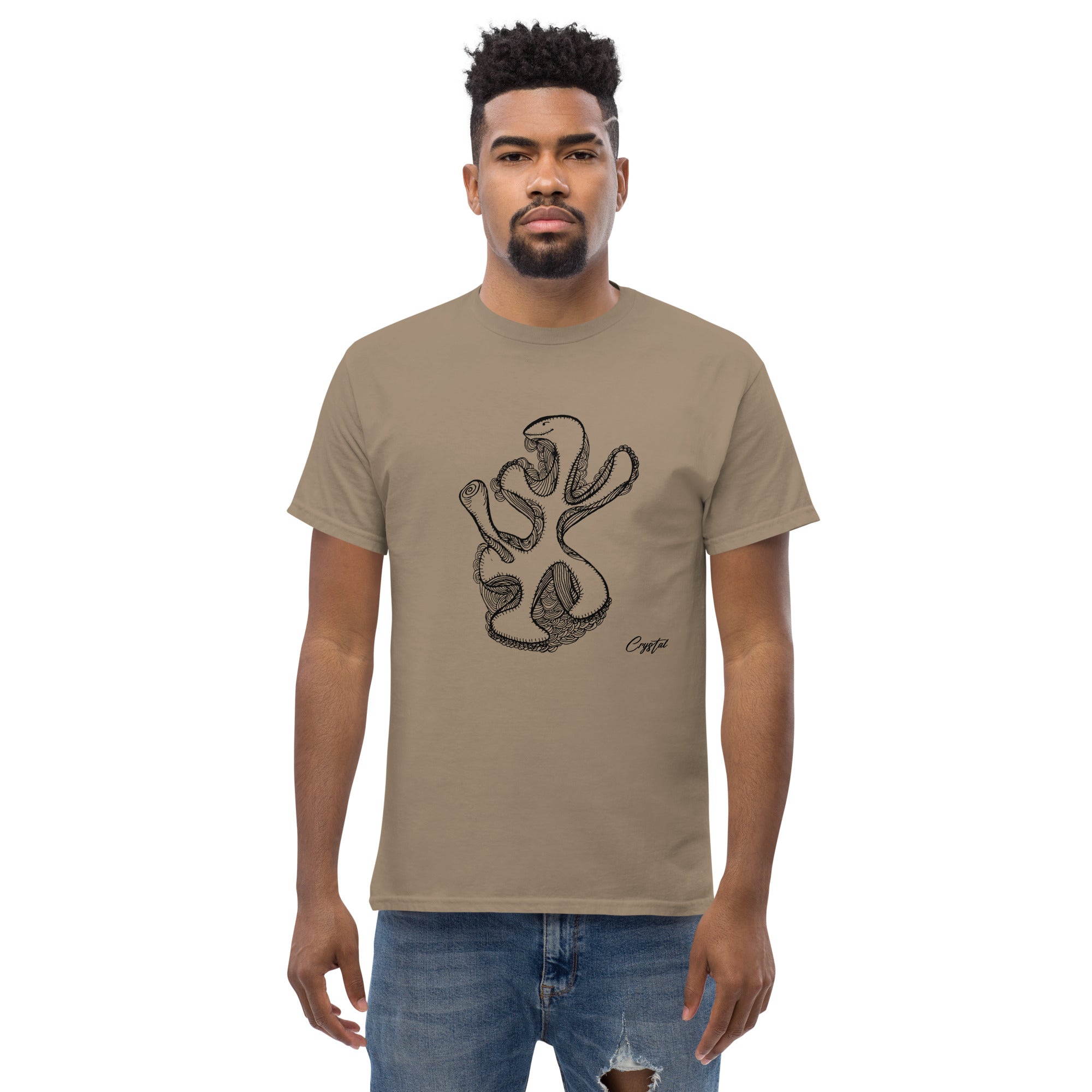 Abstract Drawing of Dinosaur Dancing - Cute & Creepy "Stay Weird" Cartoon Illustration Men's classic tee