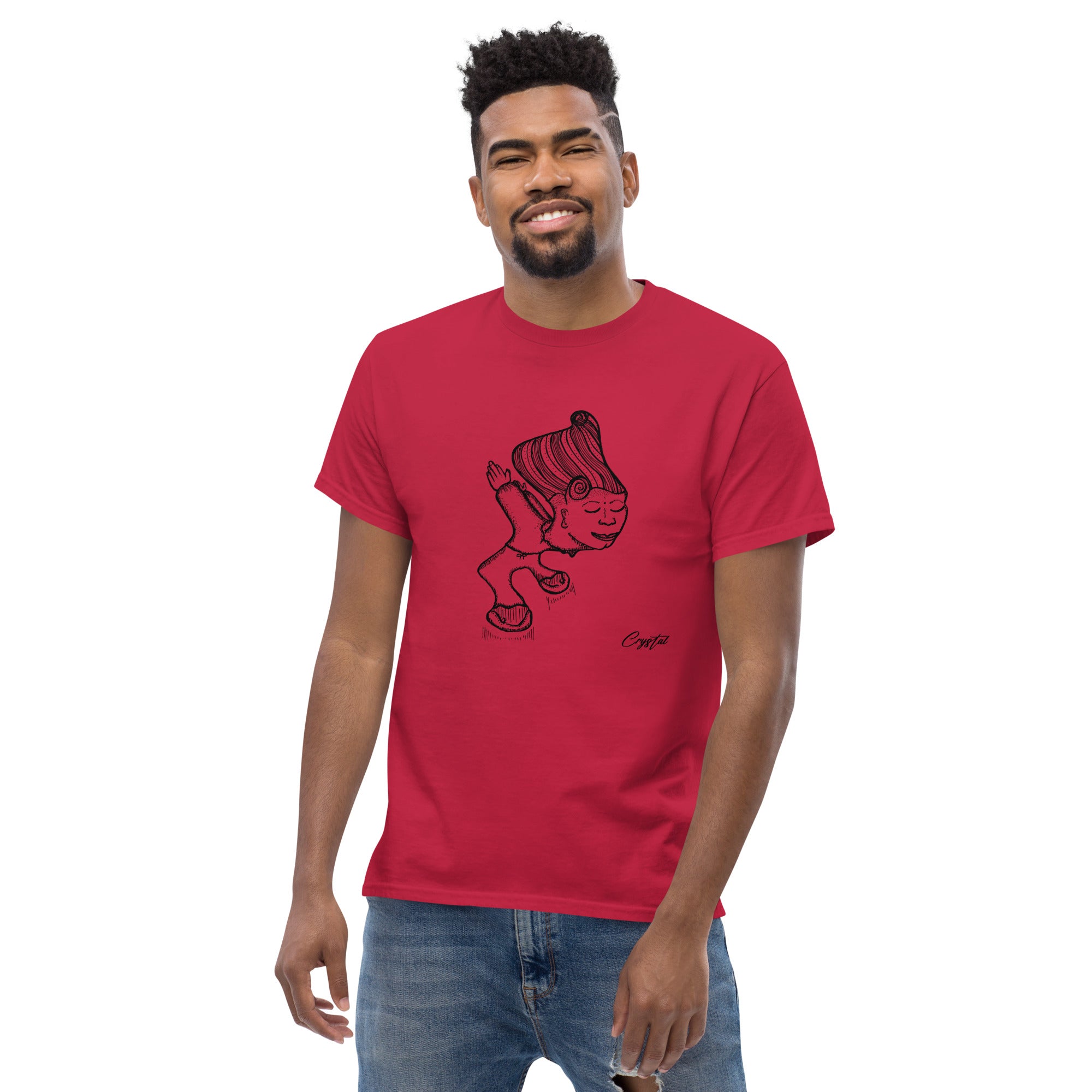 Genderless Person with Great Hair Bowing in Reverence or Gratitude - Cute & Creepy "Stay Weird" Cartoon Illustration Men's classic tee