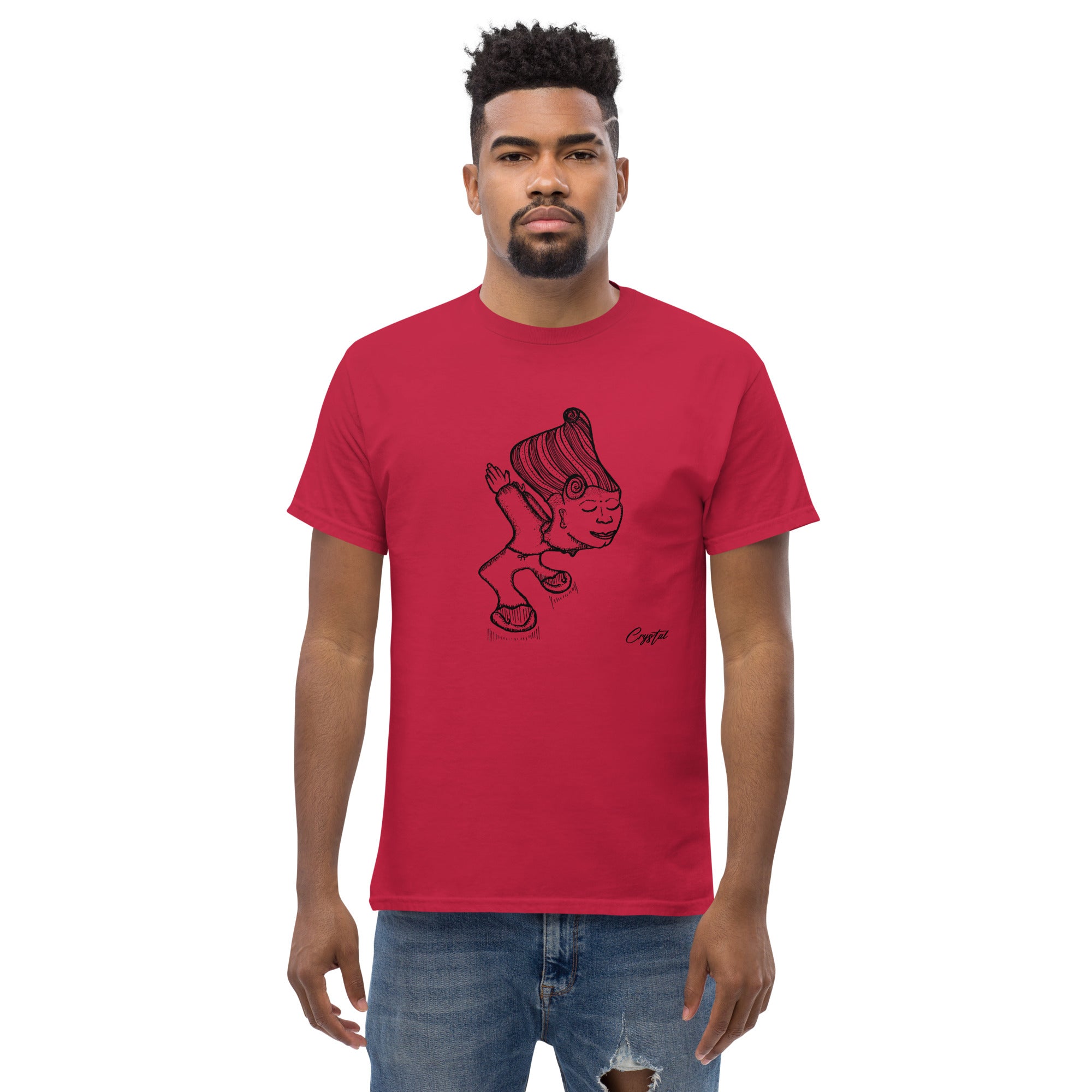 Genderless Person with Great Hair Bowing in Reverence or Gratitude - Cute & Creepy "Stay Weird" Cartoon Illustration Men's classic tee