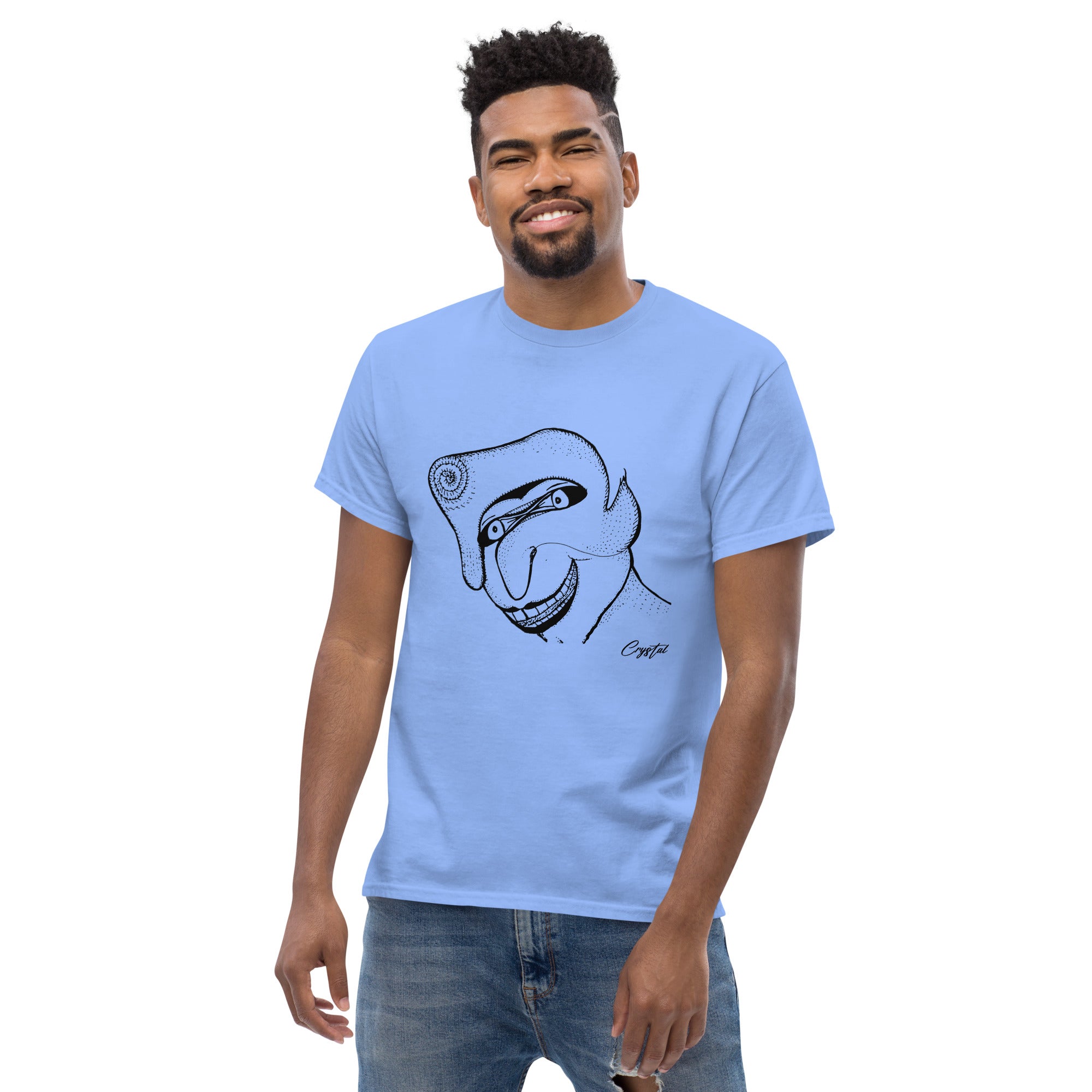 Genderless Face With Mask, Big Hair, Big Teeth & Cleft Chin - Cute & Creepy "Stay Weird" Cartoon Illustration Men's classic tee