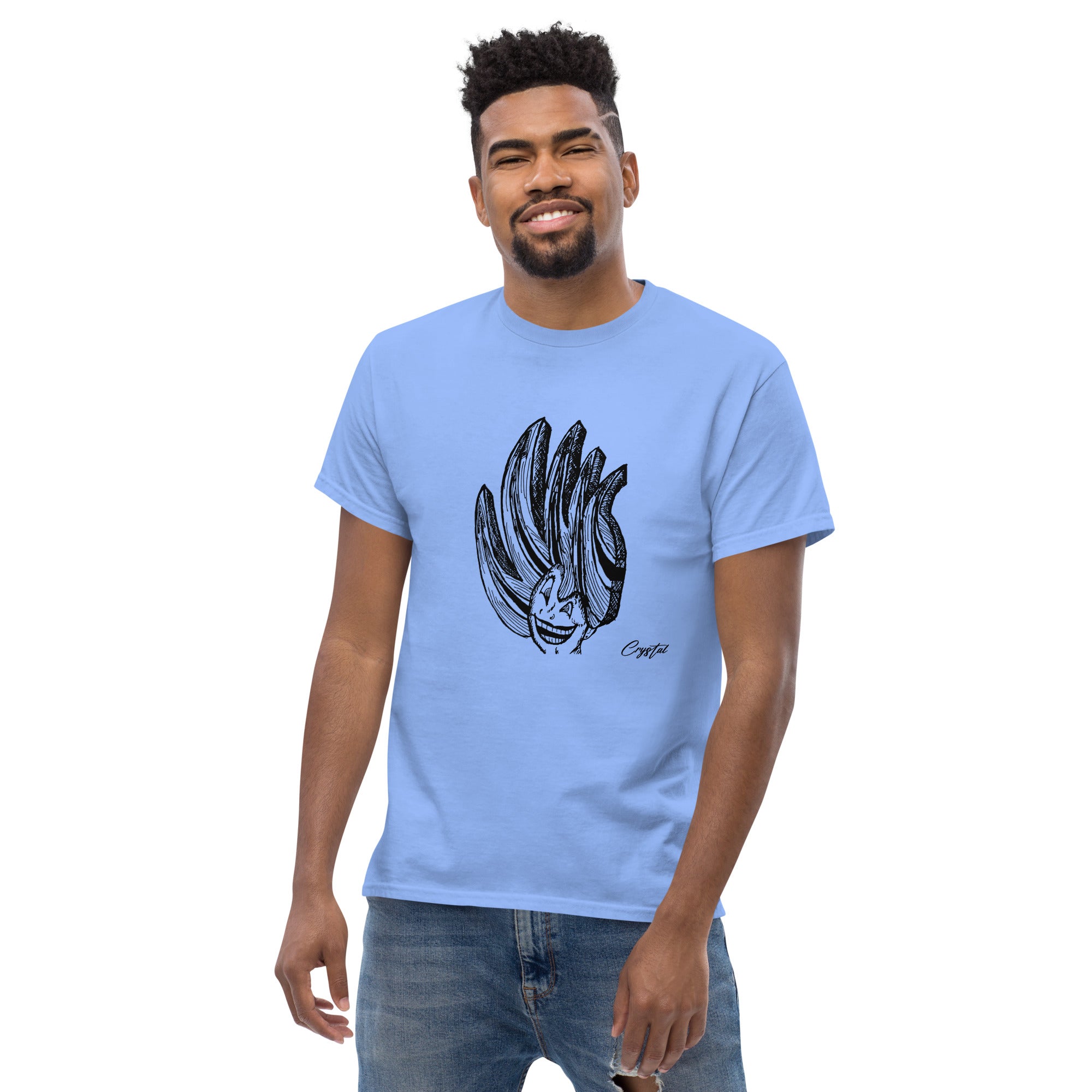 Happy Girl or Woman With Big Fun Spikey Hair - Cute & Creepy "Stay Weird" Cartoon Illustration Men's classic tee