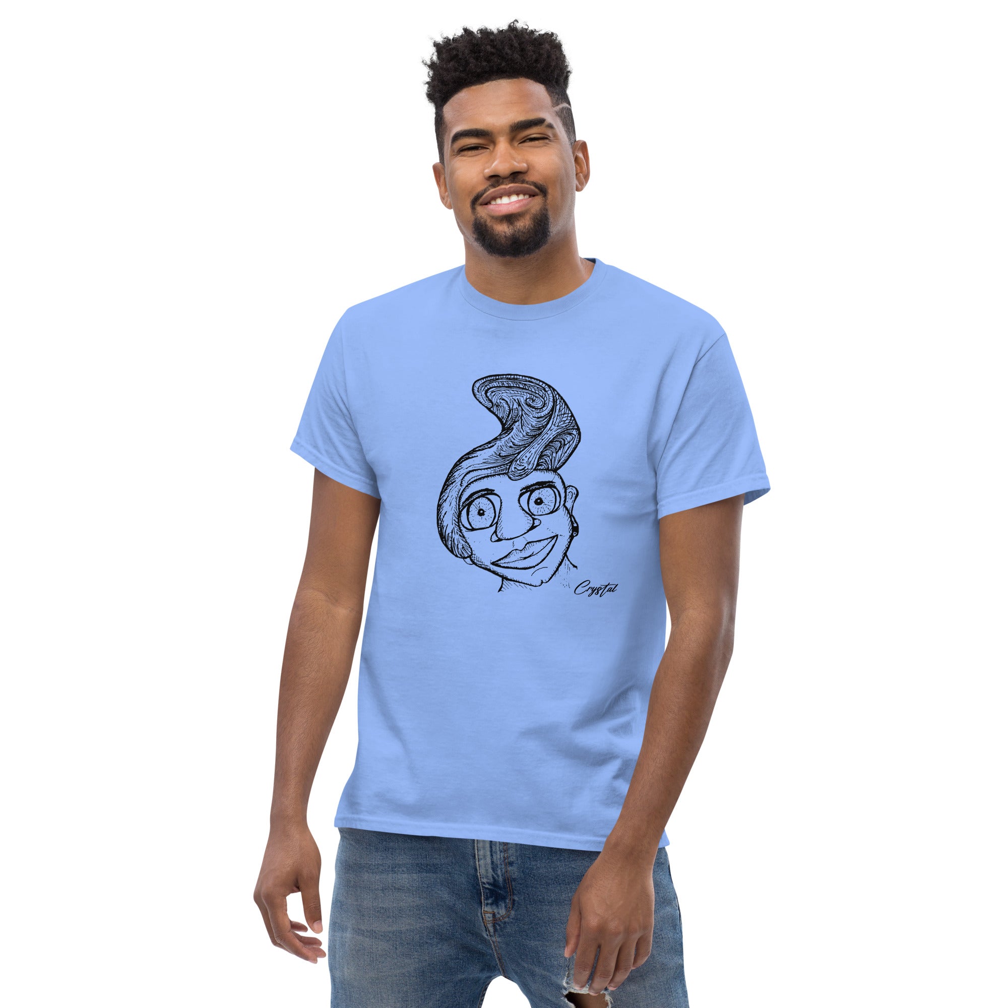 Genderless Person with Great Hair and Big Eyes - Cute & Creepy "Stay Weird" Cartoon Illustration Men's classic tee