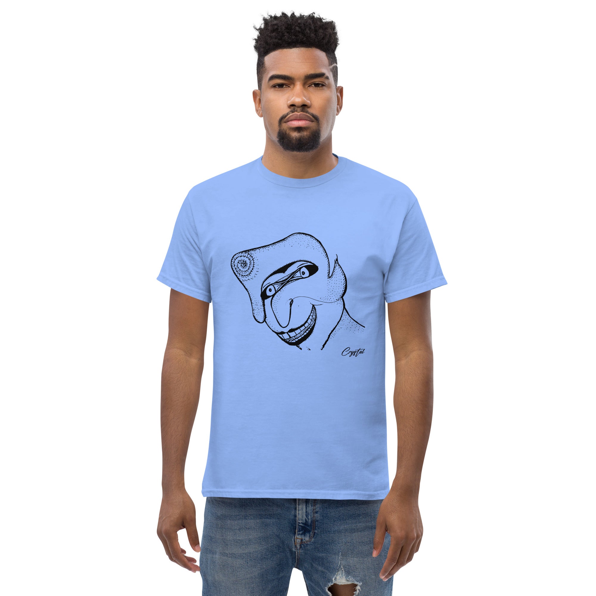 Genderless Face With Mask, Big Hair, Big Teeth & Cleft Chin - Cute & Creepy "Stay Weird" Cartoon Illustration Men's classic tee