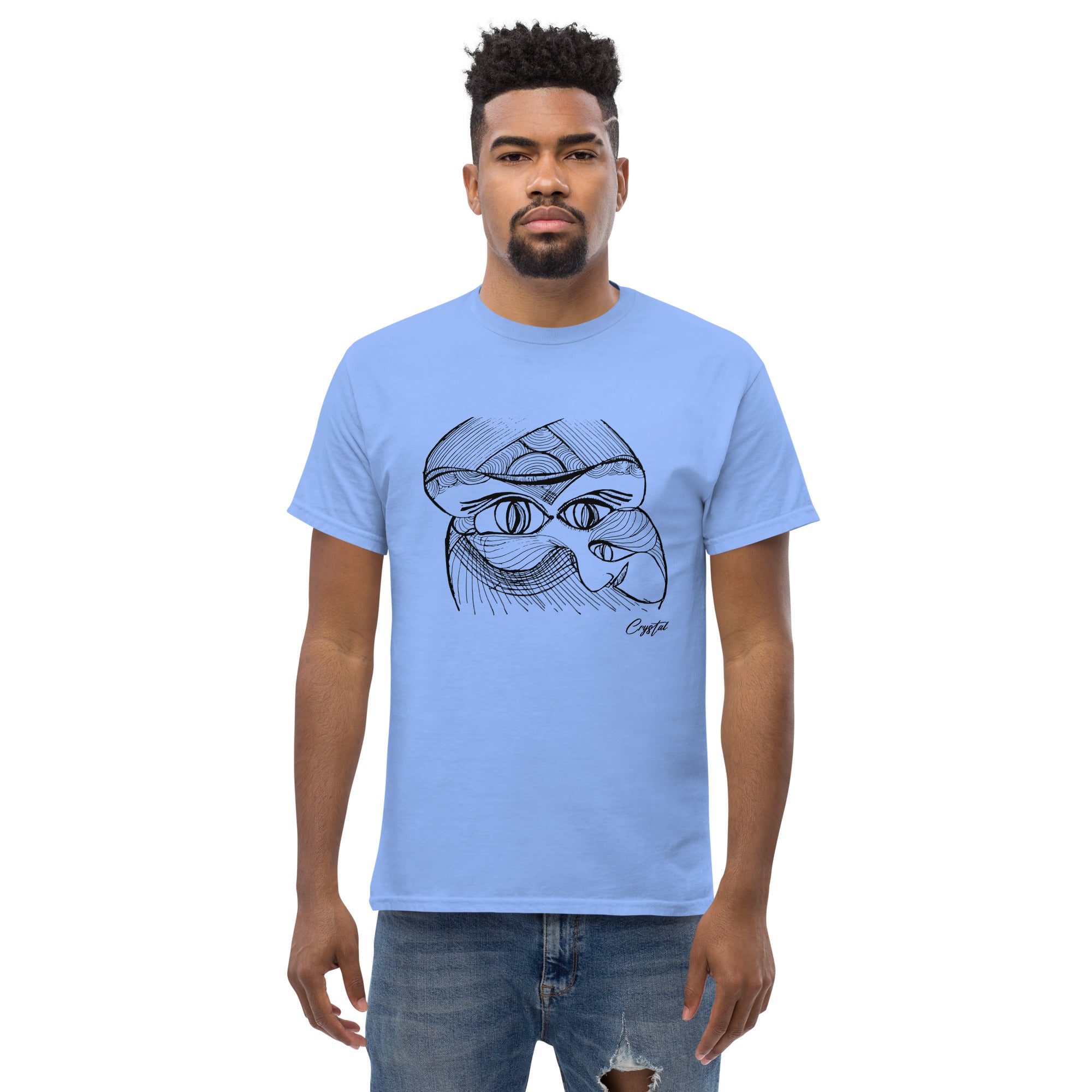 Genderless Face with Ornate Pattern and Four Eyes - Cute & Creepy "Stay Weird" Cartoon Illustration Men's classic tee