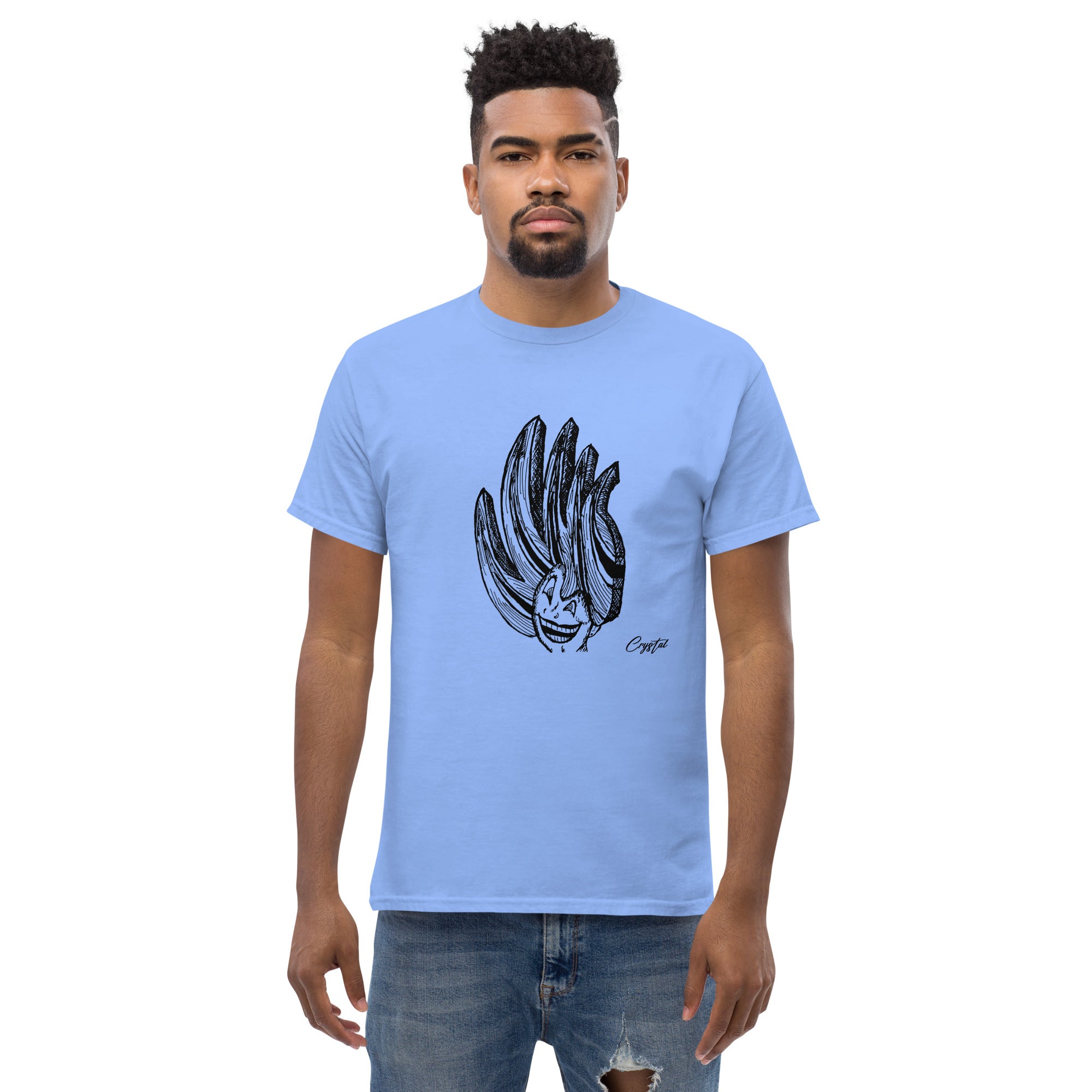 Happy Girl or Woman With Big Fun Spikey Hair - Cute & Creepy "Stay Weird" Cartoon Illustration Men's classic tee