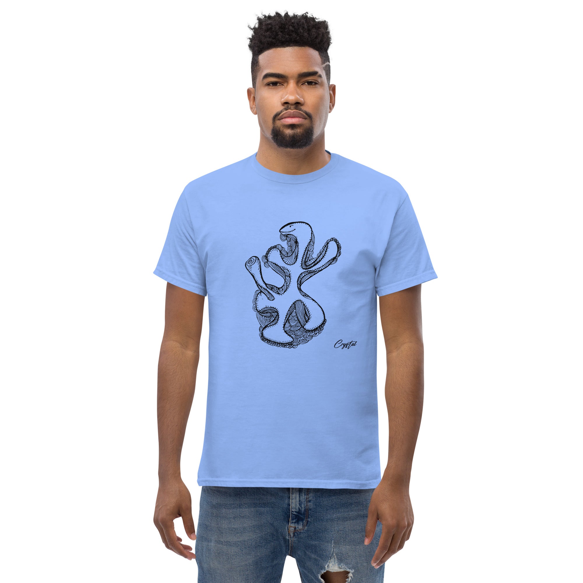 Abstract Drawing of Dinosaur Dancing - Cute & Creepy "Stay Weird" Cartoon Illustration Men's classic tee