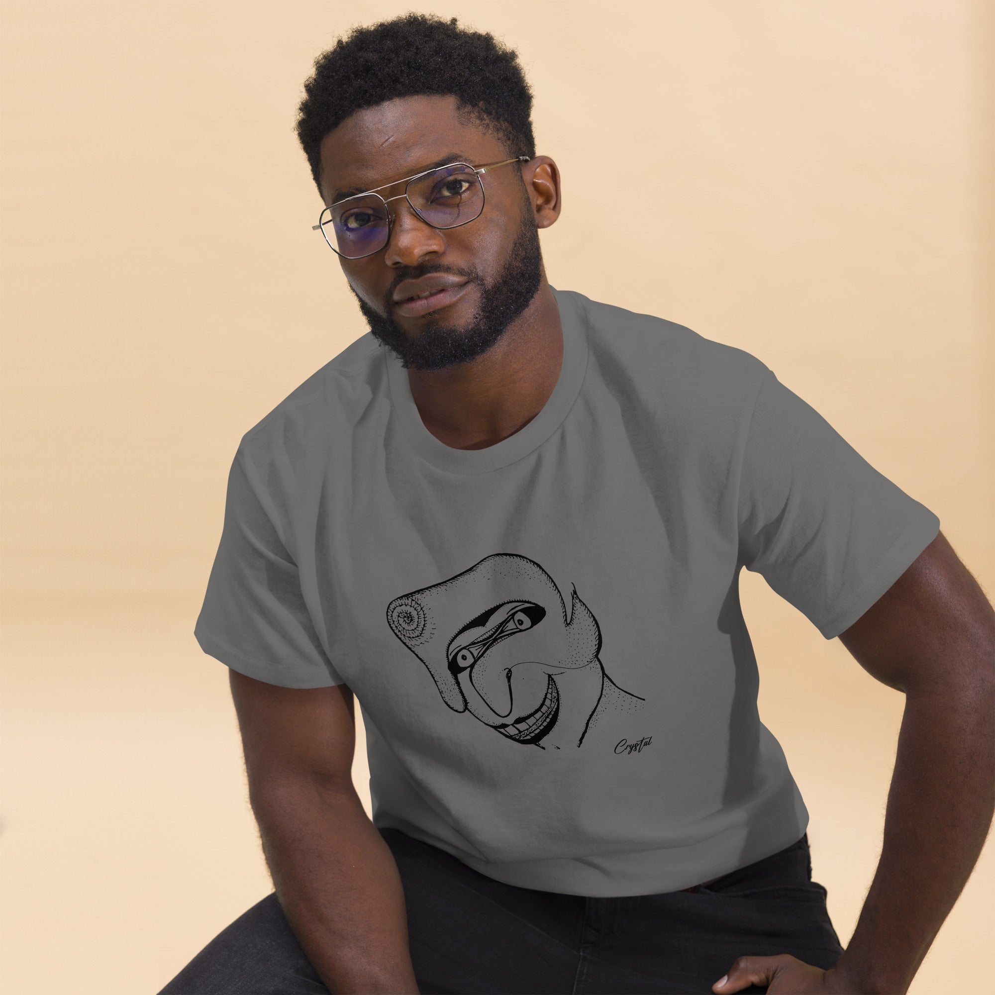 Genderless Face With Mask, Big Hair, Big Teeth & Cleft Chin - Cute & Creepy "Stay Weird" Cartoon Illustration Men's classic tee