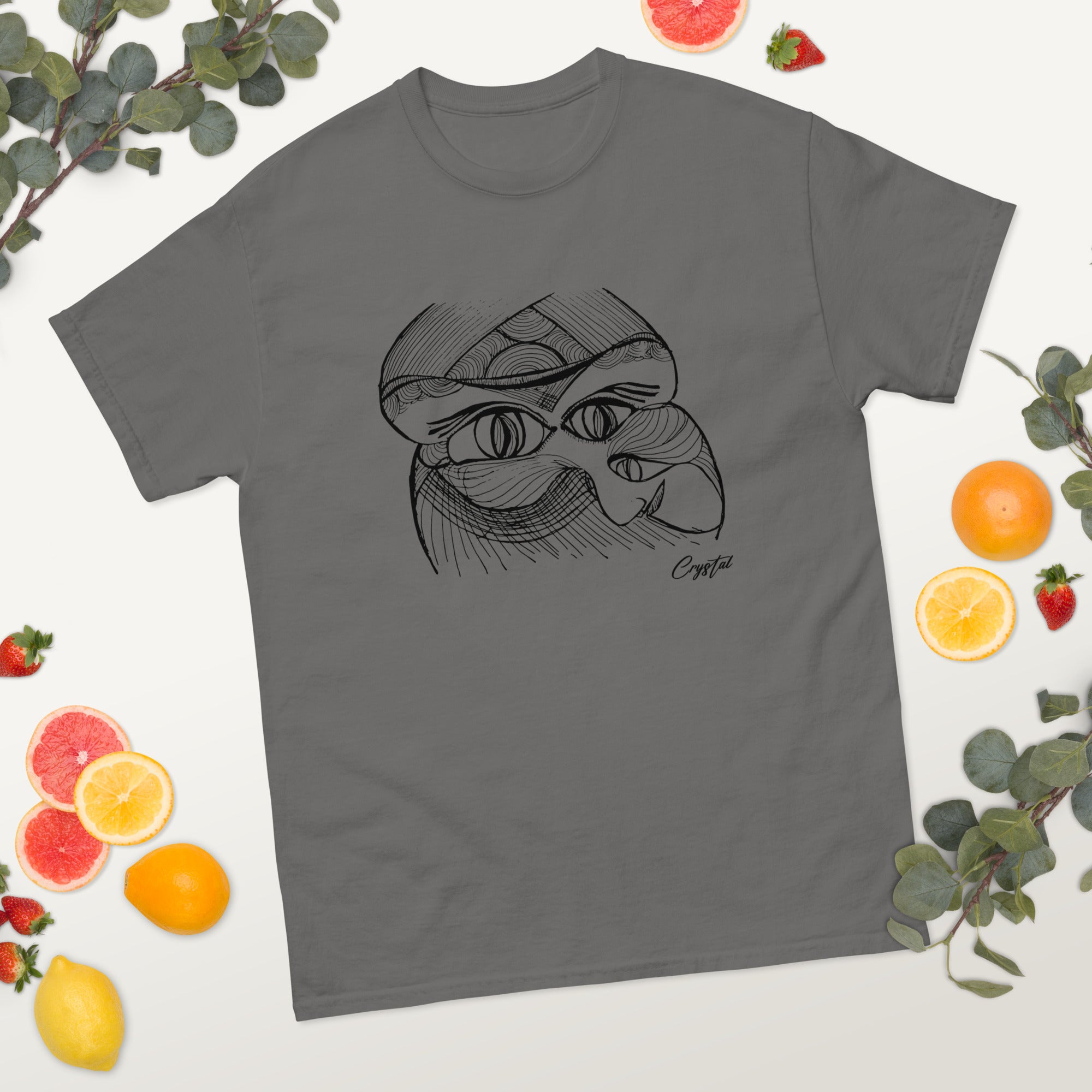 Genderless Face with Ornate Pattern and Four Eyes - Cute & Creepy "Stay Weird" Cartoon Illustration Men's classic tee