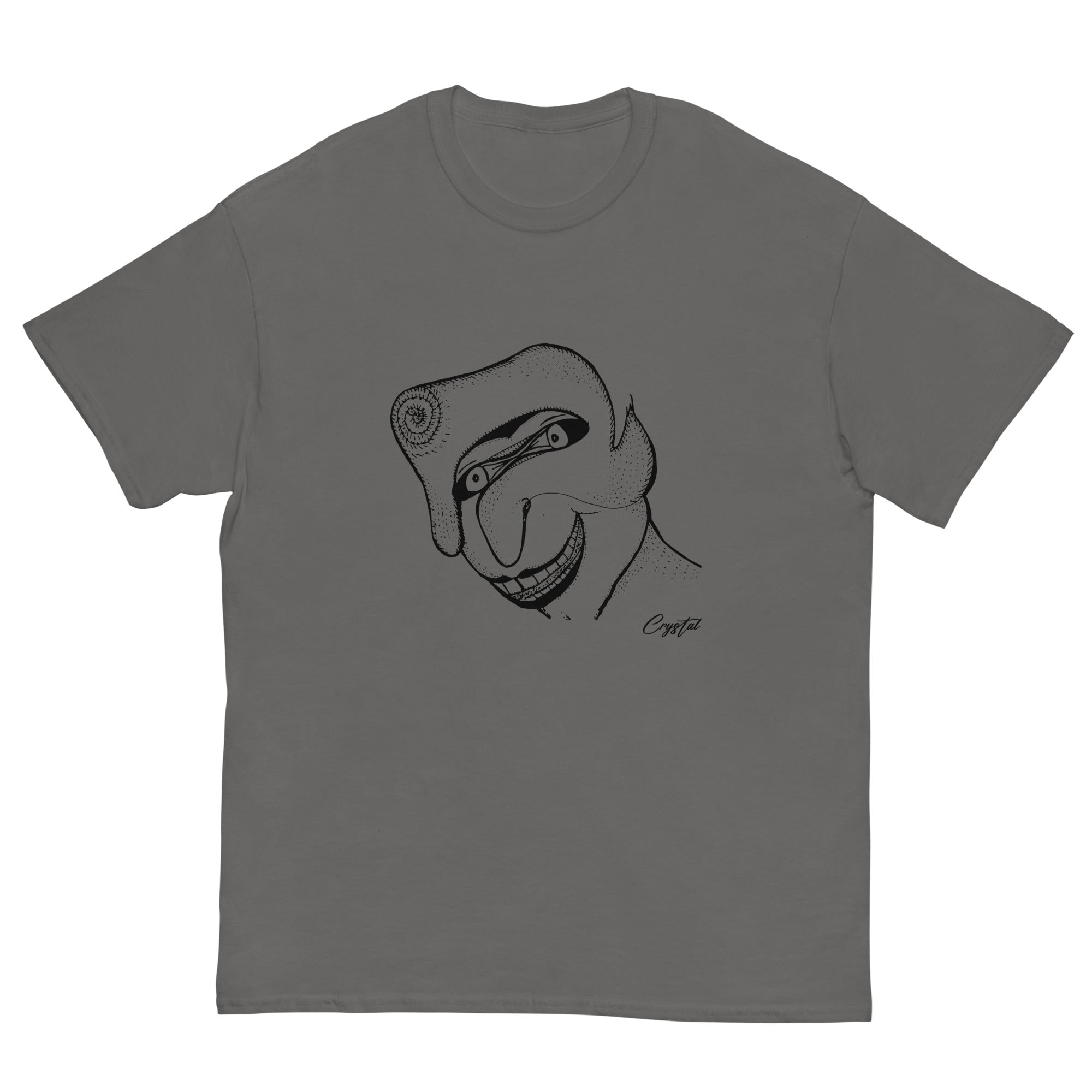 Genderless Face With Mask, Big Hair, Big Teeth & Cleft Chin - Cute & Creepy "Stay Weird" Cartoon Illustration Men's classic tee