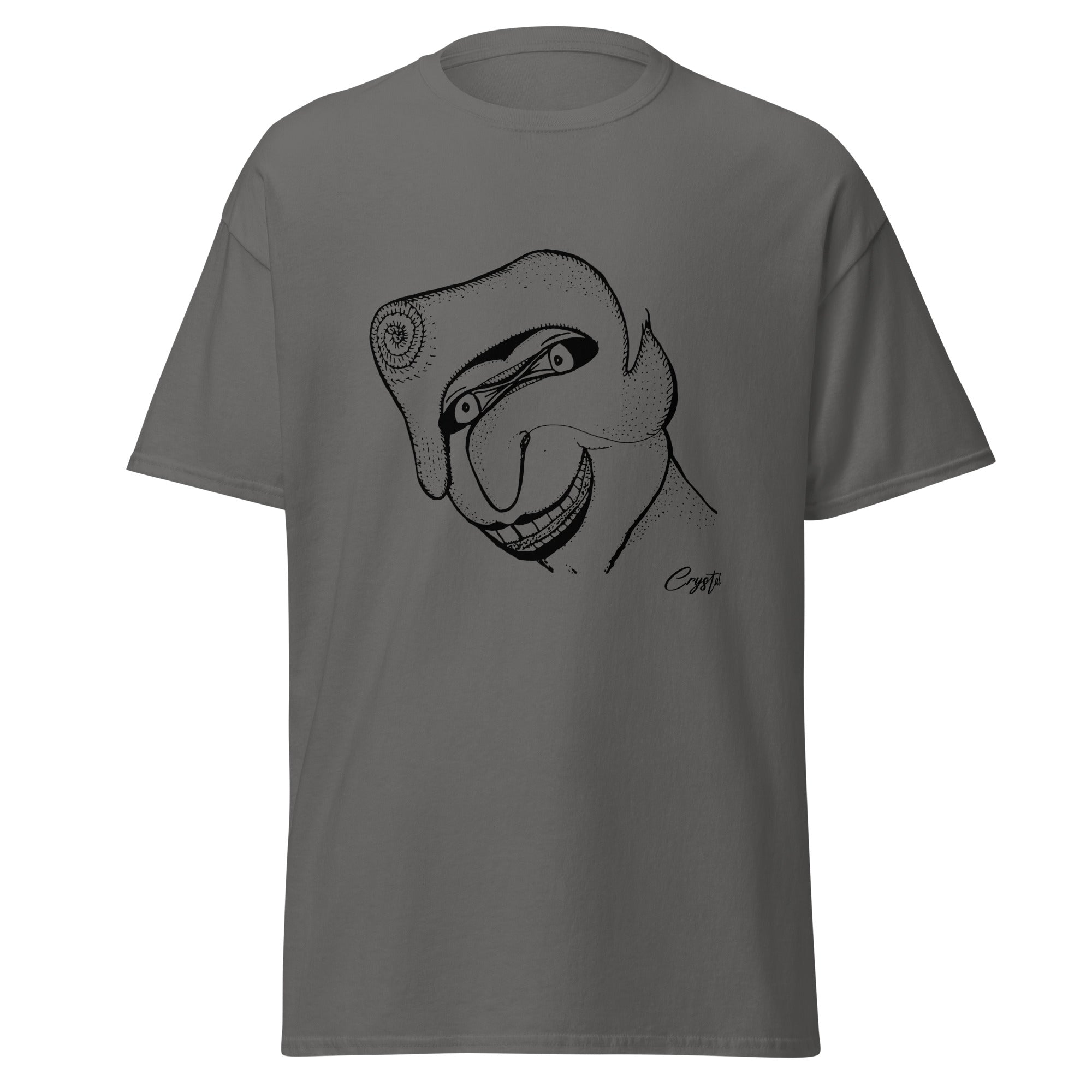 Genderless Face With Mask, Big Hair, Big Teeth & Cleft Chin - Cute & Creepy "Stay Weird" Cartoon Illustration Men's classic tee