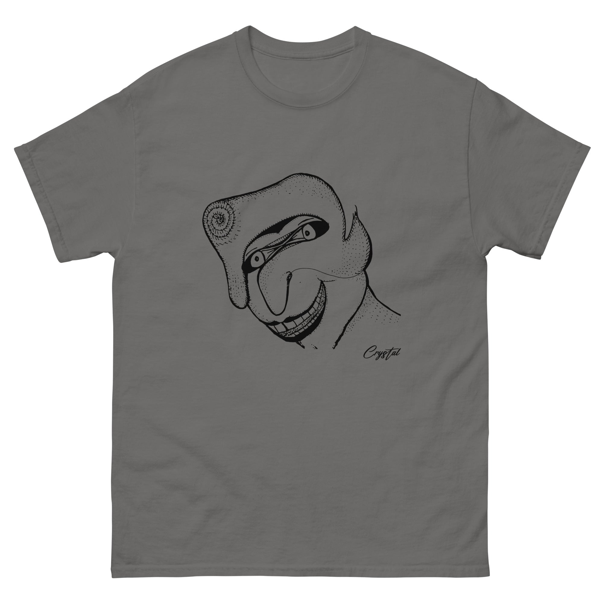 Genderless Face With Mask, Big Hair, Big Teeth & Cleft Chin - Cute & Creepy "Stay Weird" Cartoon Illustration Men's classic tee