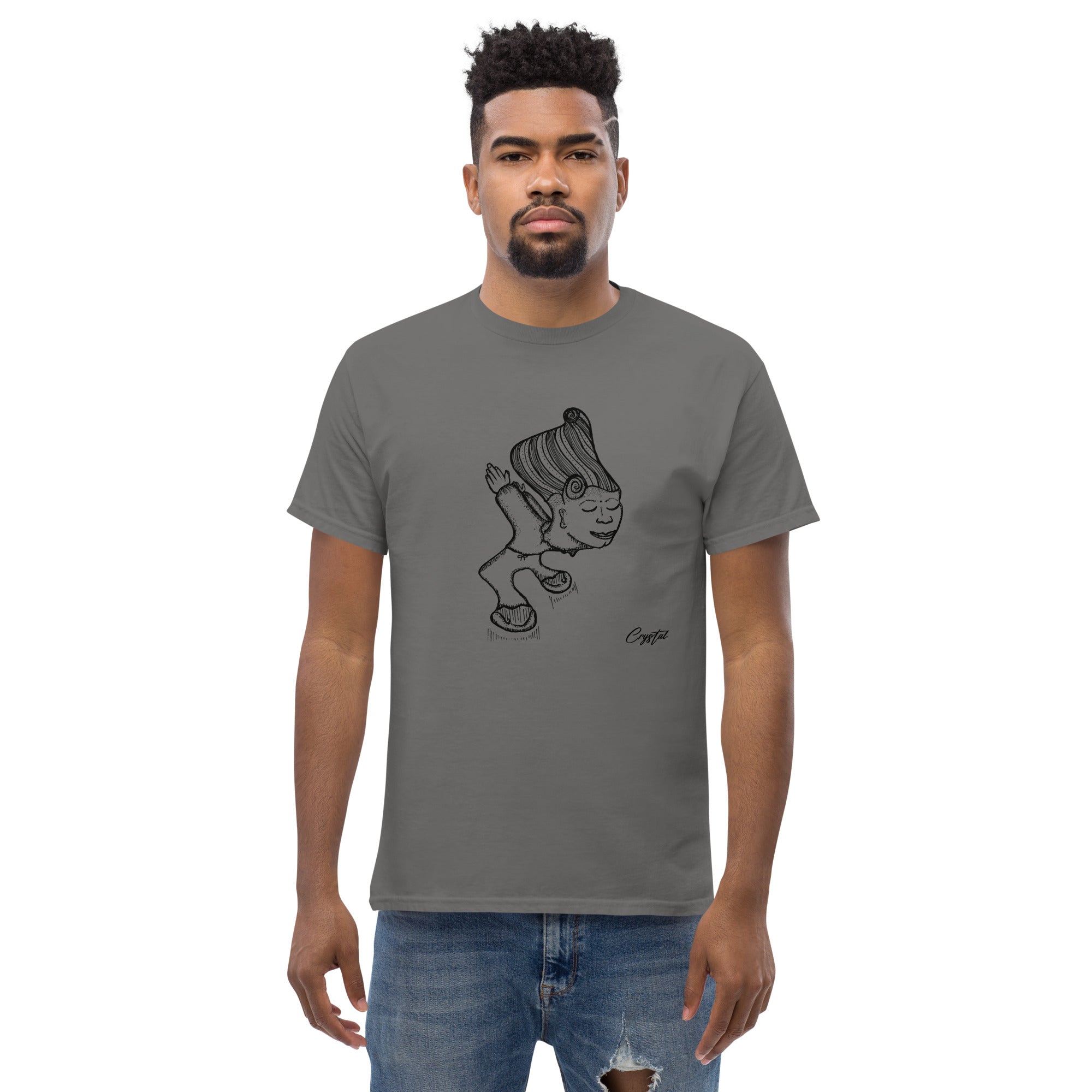 Genderless Person with Great Hair Bowing in Reverence or Gratitude - Cute & Creepy "Stay Weird" Cartoon Illustration Men's classic tee