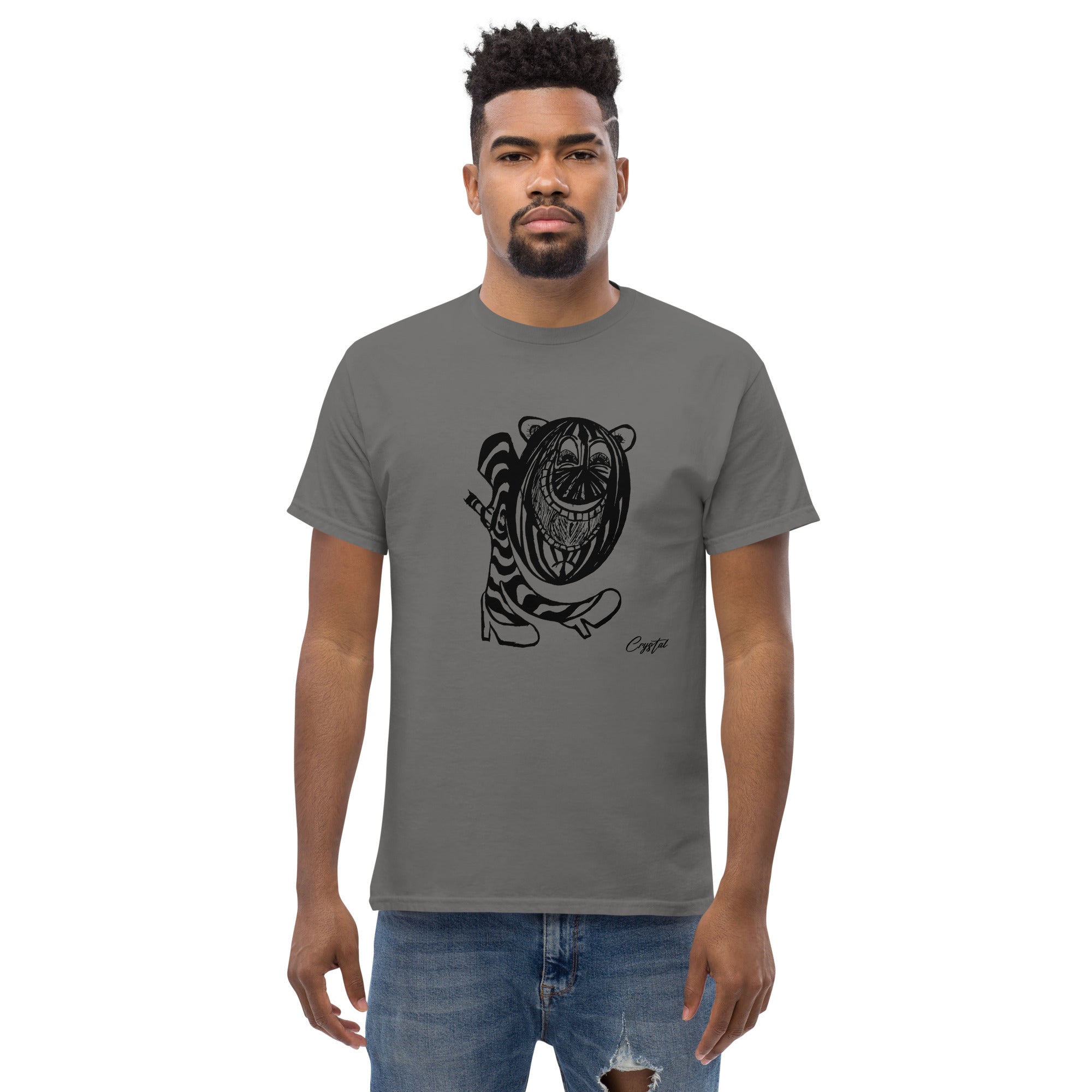 LGBTQ-Inspired Abstract Drawing of Genderless Watermellon Cat or BearInspired Character In High Heeled Shoes - Cute & Creepy "Stay Weird" Cartoon Illustration Men's classic tee