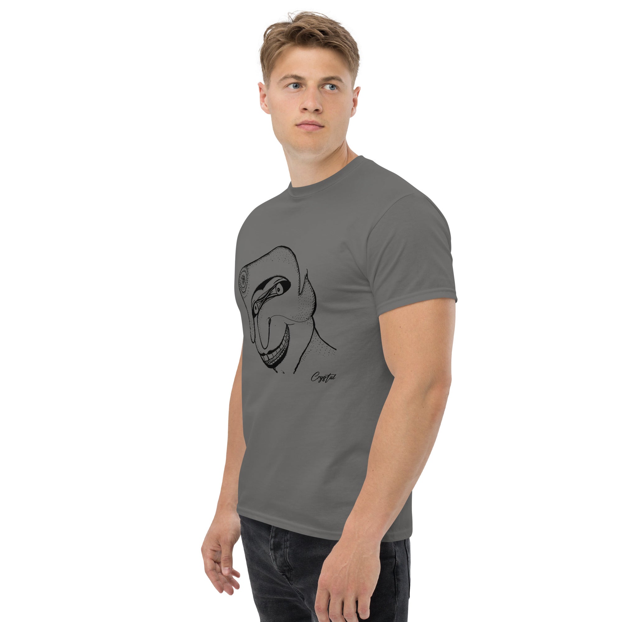 Genderless Face With Mask, Big Hair, Big Teeth & Cleft Chin - Cute & Creepy "Stay Weird" Cartoon Illustration Men's classic tee
