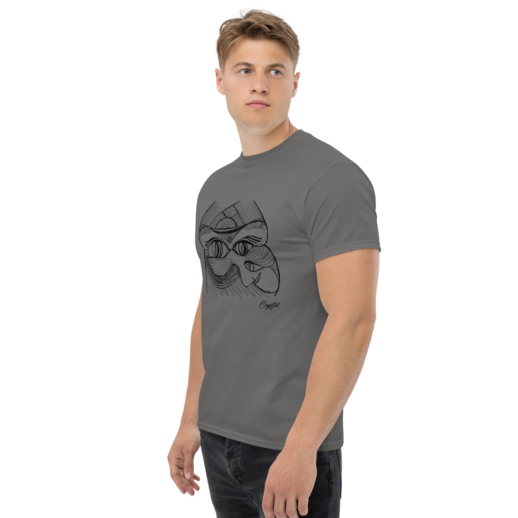 Genderless Face with Ornate Pattern and Four Eyes - Cute & Creepy "Stay Weird" Cartoon Illustration Men's classic tee