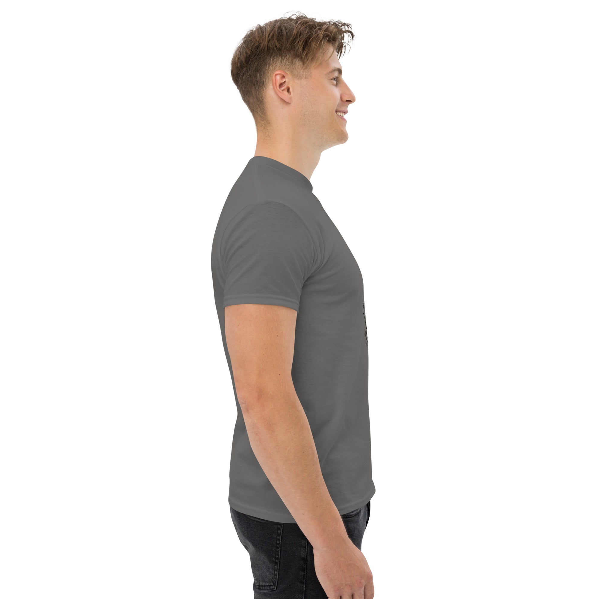 Genderless Person with Great Hair Bowing in Reverence or Gratitude - Cute & Creepy "Stay Weird" Cartoon Illustration Men's classic tee