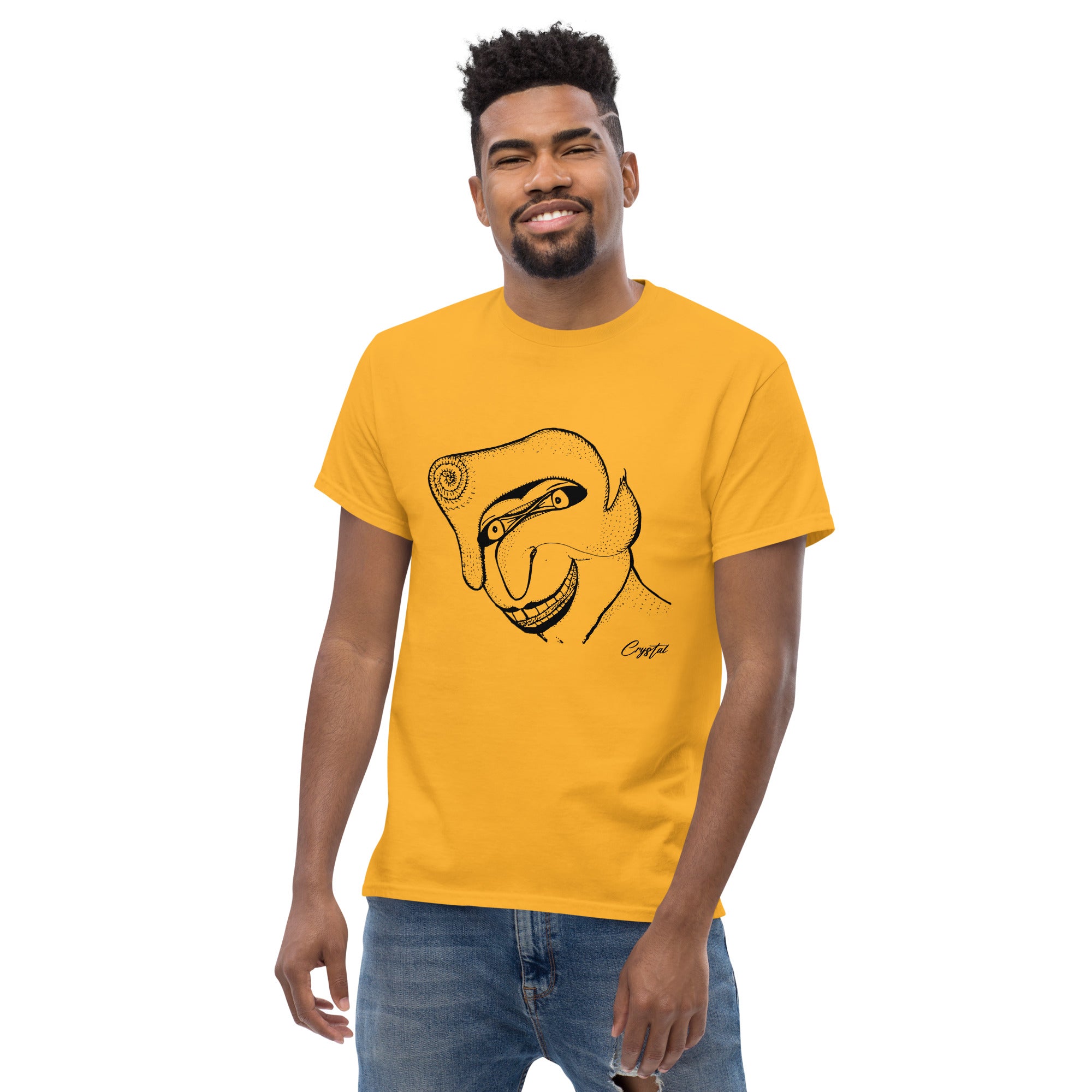 Genderless Face With Mask, Big Hair, Big Teeth & Cleft Chin - Cute & Creepy "Stay Weird" Cartoon Illustration Men's classic tee